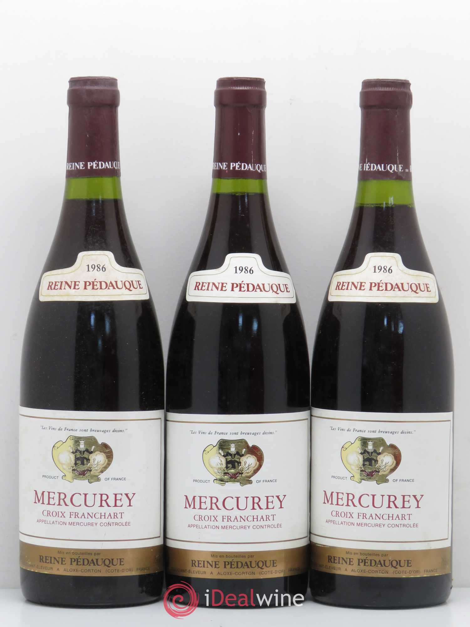 Mercurey Reine Pedauque Croix Franchart 1986 - Posten von 3 Flaschen - 0