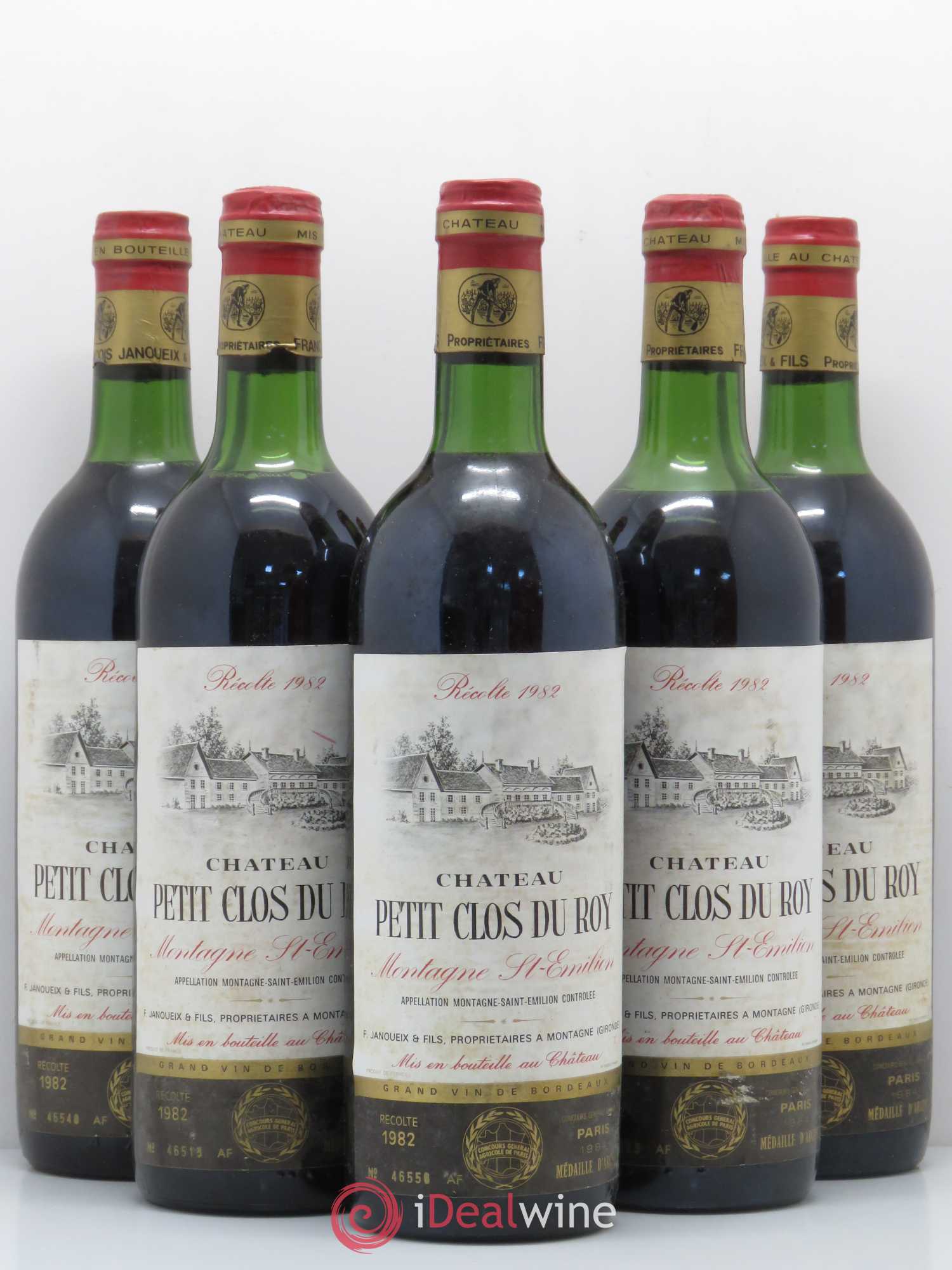 Bordeaux Montagne-Saint-Emilion Château Petit Clos du Roy 1982 - Posten von 5 Flaschen - 0