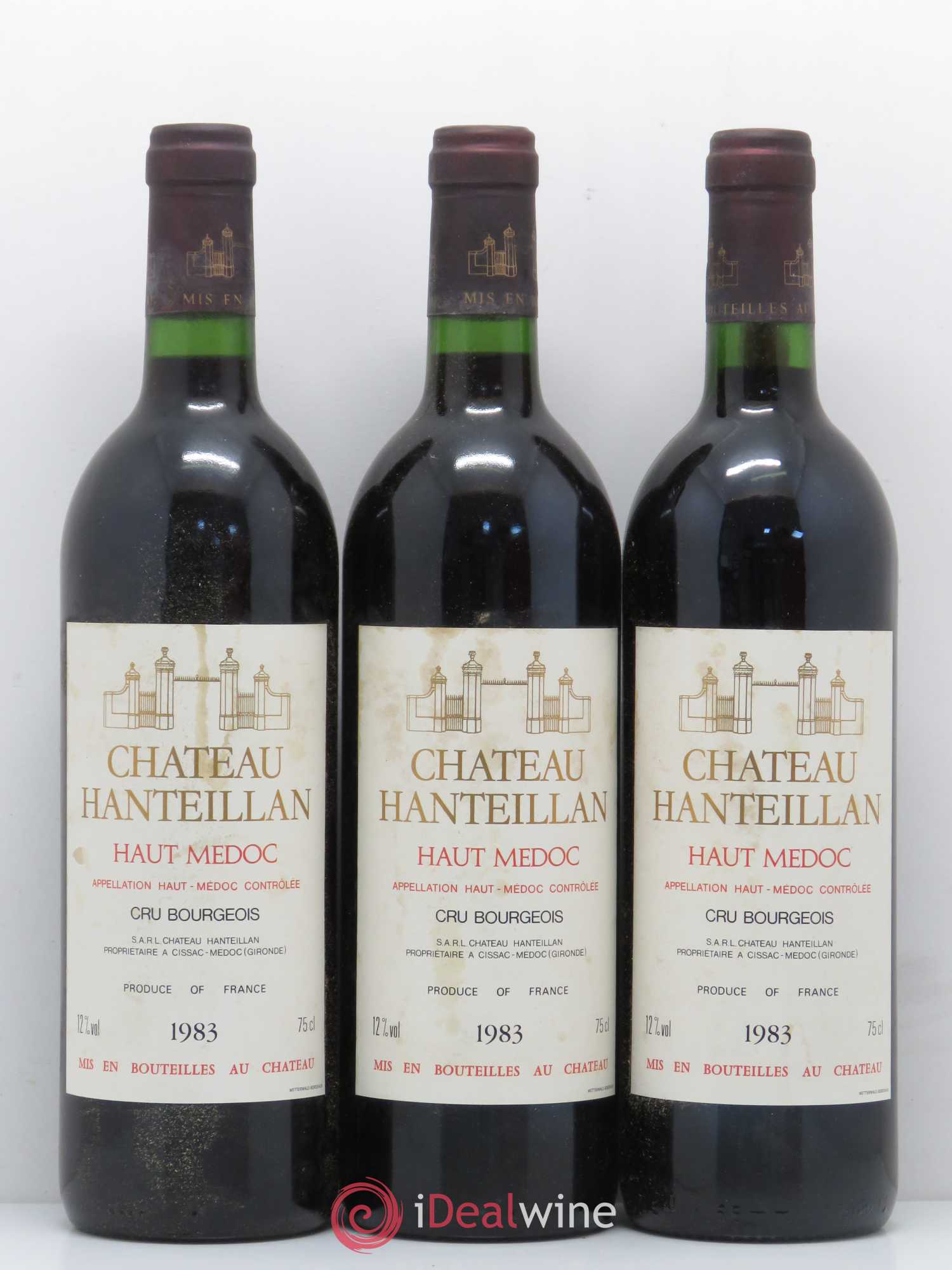 Château Hanteillan Cru Bourgeois 1983 - Lot de 3 bouteilles - 0