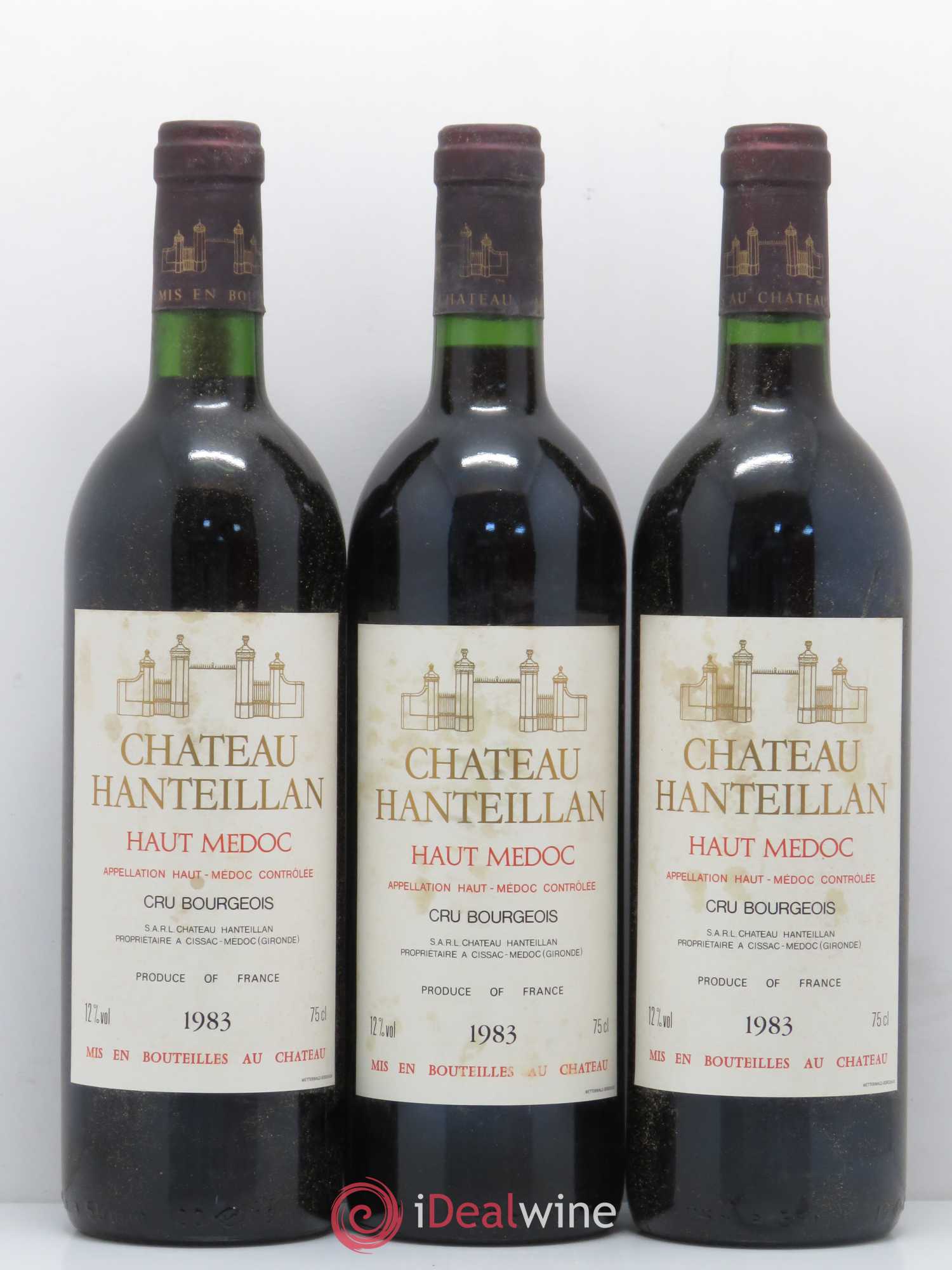 Château Hanteillan Cru Bourgeois 1983 - Lot de 3 bouteilles - 0