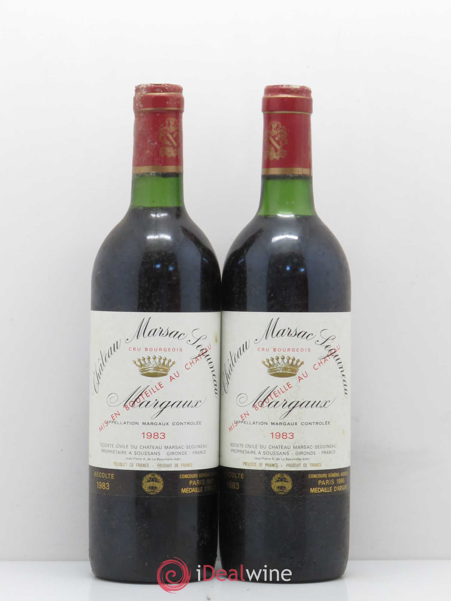 Château Marsac Séguineau Cru Bourgeois (sans prix de réserve) 1983 - Lot de 2 bouteilles - 0