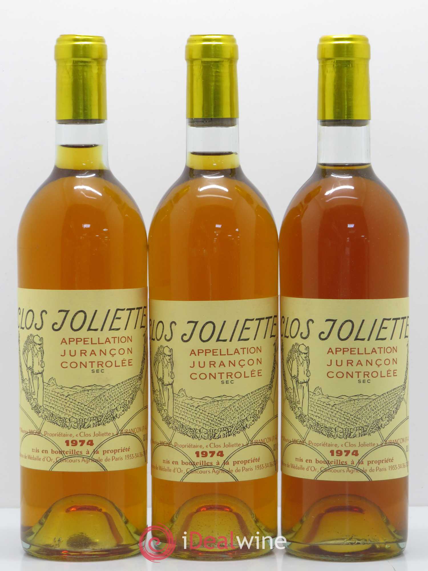 Jurançon Sec Clos de la Joliette 1974 - Posten von 3 Flaschen - 0