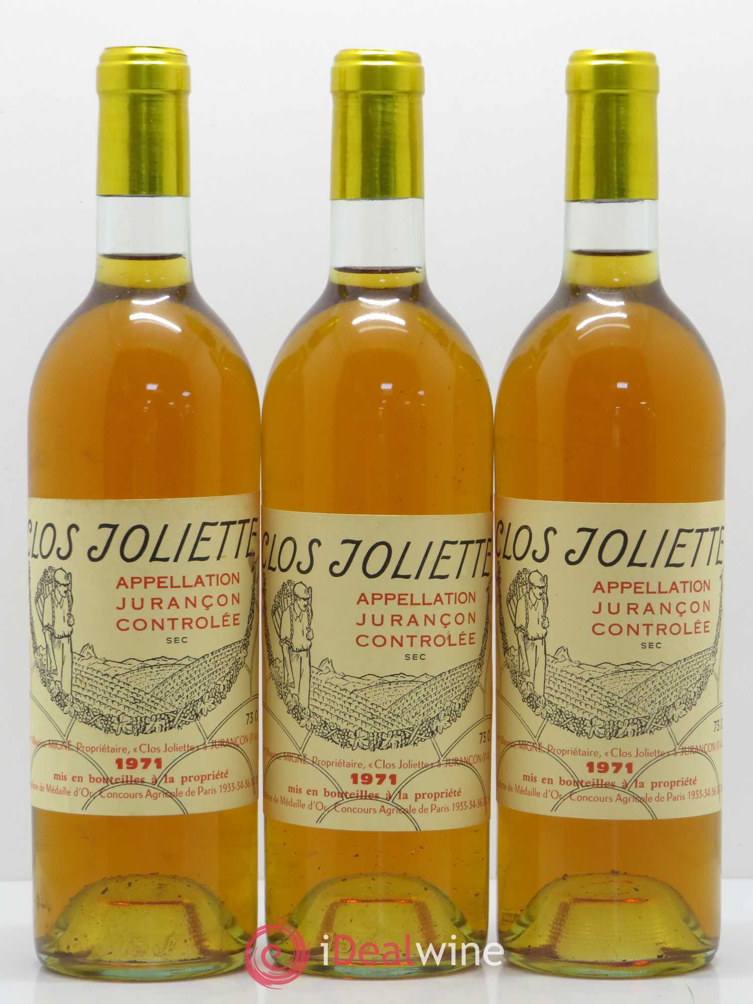 Jurançon Sec Clos de la Joliette 1971 - Posten von 3 Flaschen - 0
