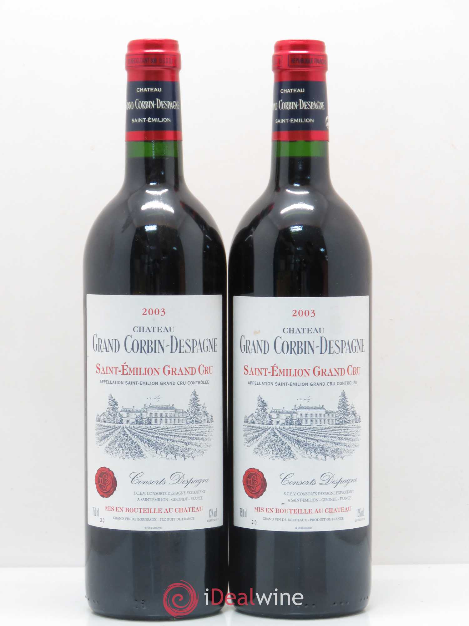 Château Grand Corbin Despagne Grand Cru Classé 2003 - Lot de 2 bouteilles - 0