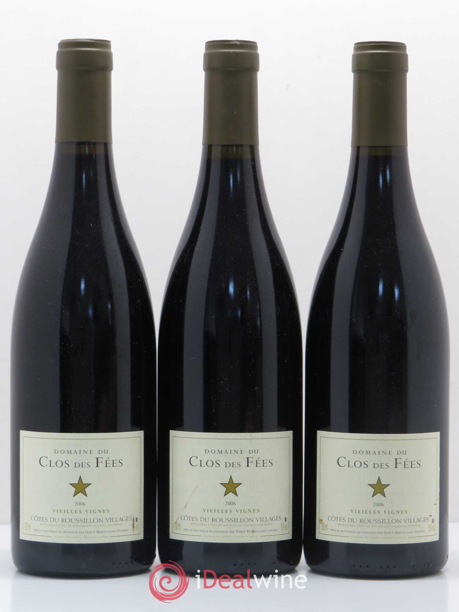 Côtes du Roussillon Villages Clos des Fées Vieilles vignes Hervé Bizeul 2006 - Lot de 3 bouteilles - 0