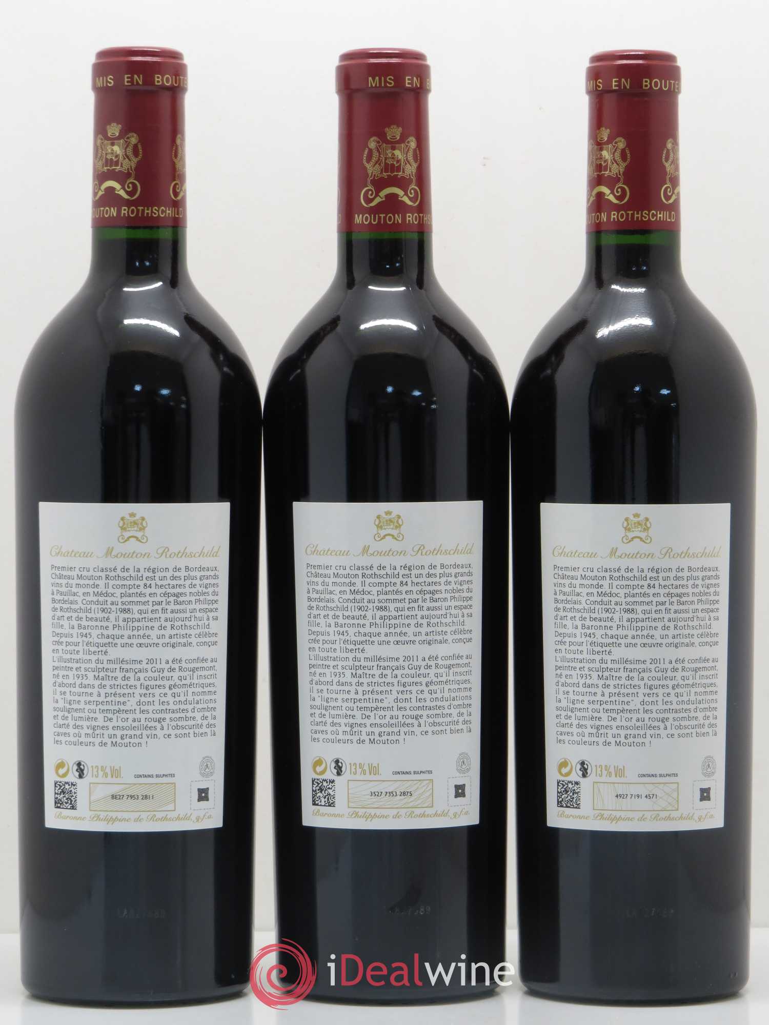 Château Mouton Rothschild 1er Grand Cru Classé 2011 - Lot de 3 bouteilles - 1