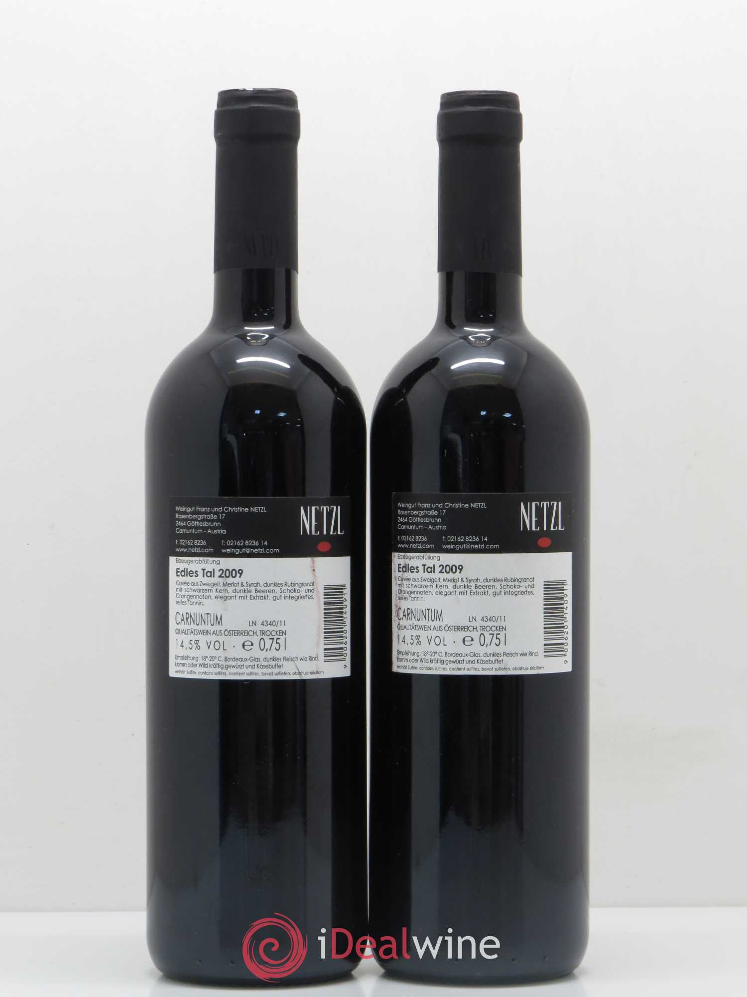 Autriche Netzl Edles Tal Austria 2009 - Lot de 2 bouteilles - 1