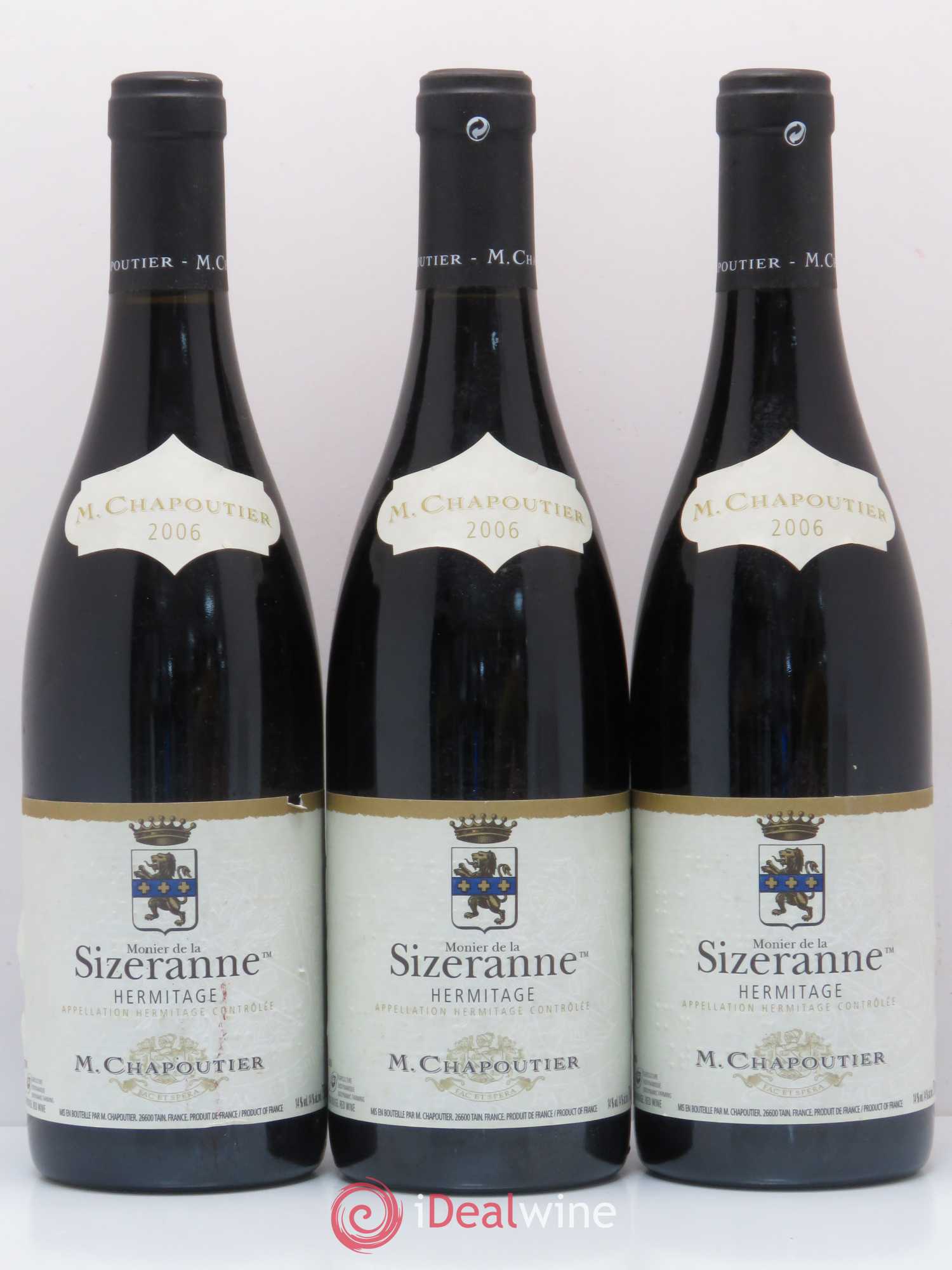 Hermitage Monier de La Sizeranne Chapoutier 2006 - Lot de 3 bouteilles - 0