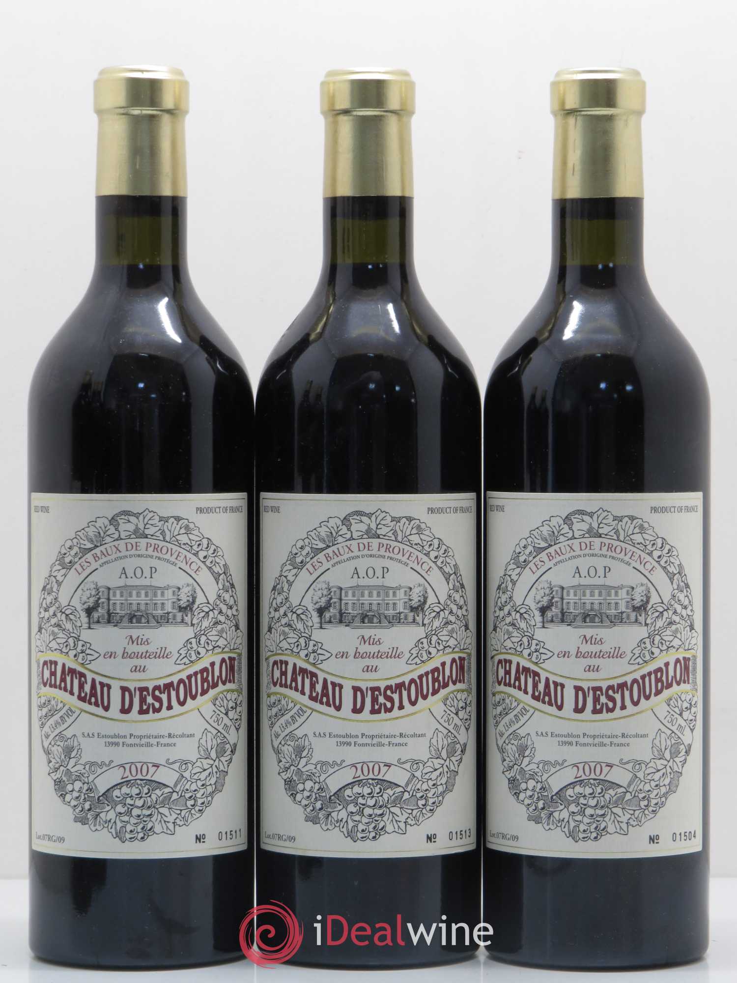 Baux de Provence Château d'Estoublon 2007 - Lot de 5 bouteilles - 1