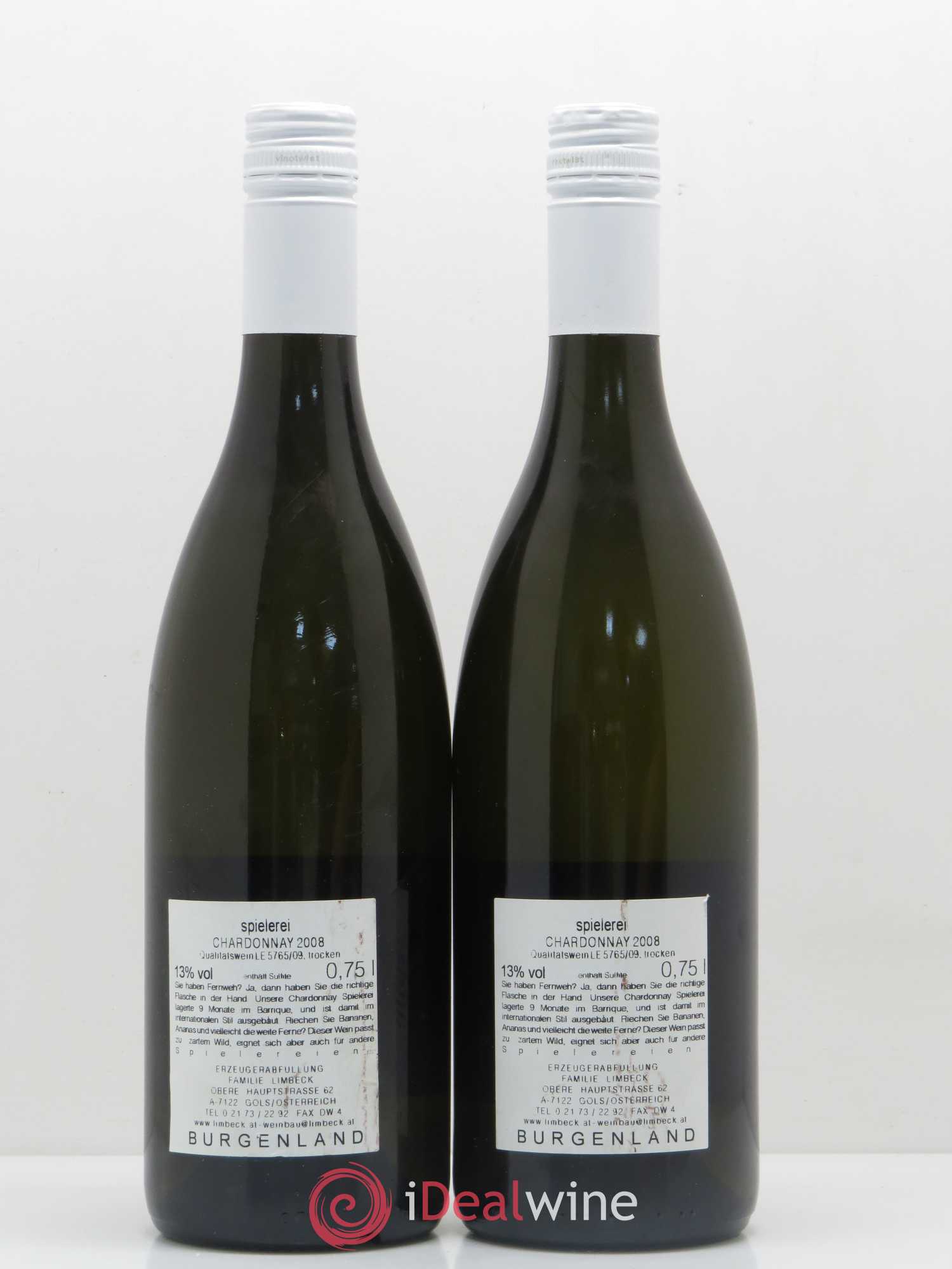 Autriche Limbeck Spielerei Chardonnay 2008 - Posten von 2 Flaschen - 1