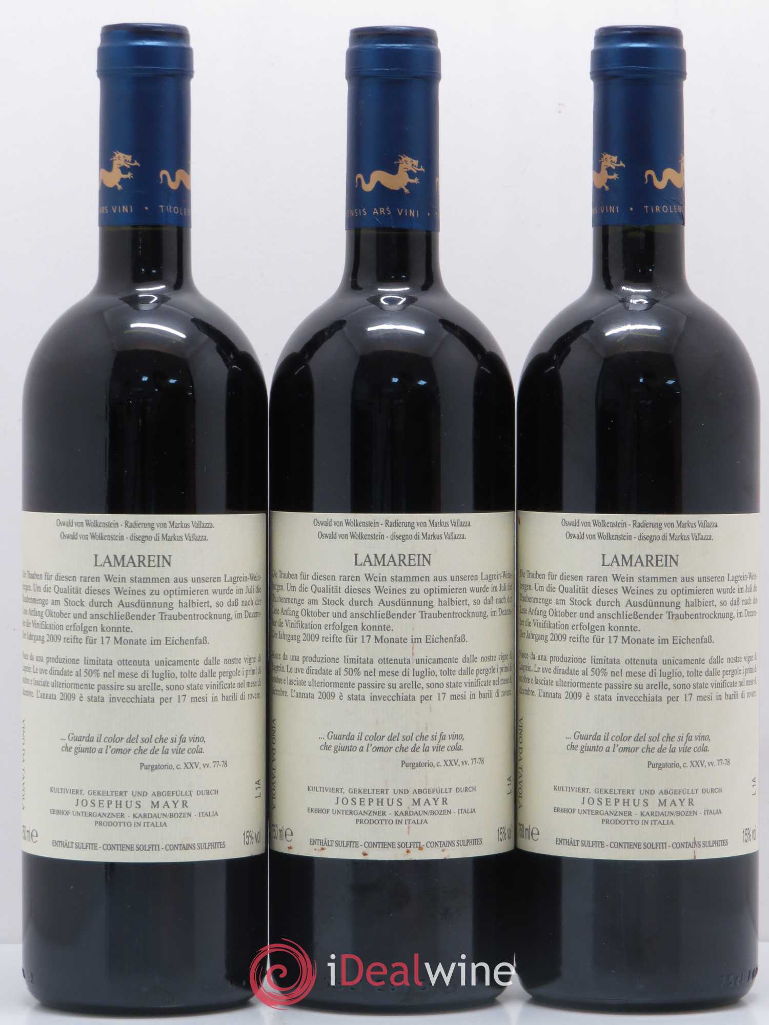 Italie Lamarein Josephus Mayr Tavola 2009 - Lotto di 3 bottiglie - 1