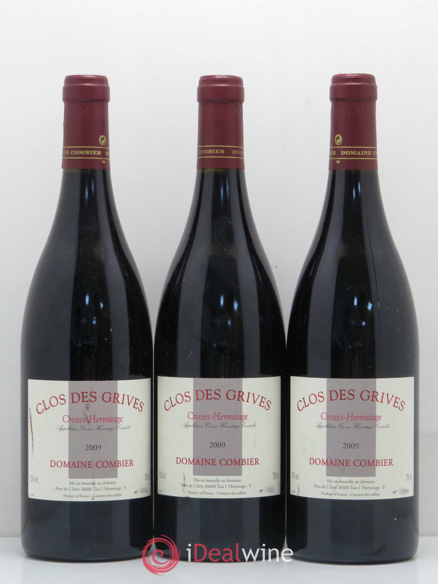 Crozes-Hermitage Clos des Grives Combier 2009 - Lot de 3 bouteilles - 0