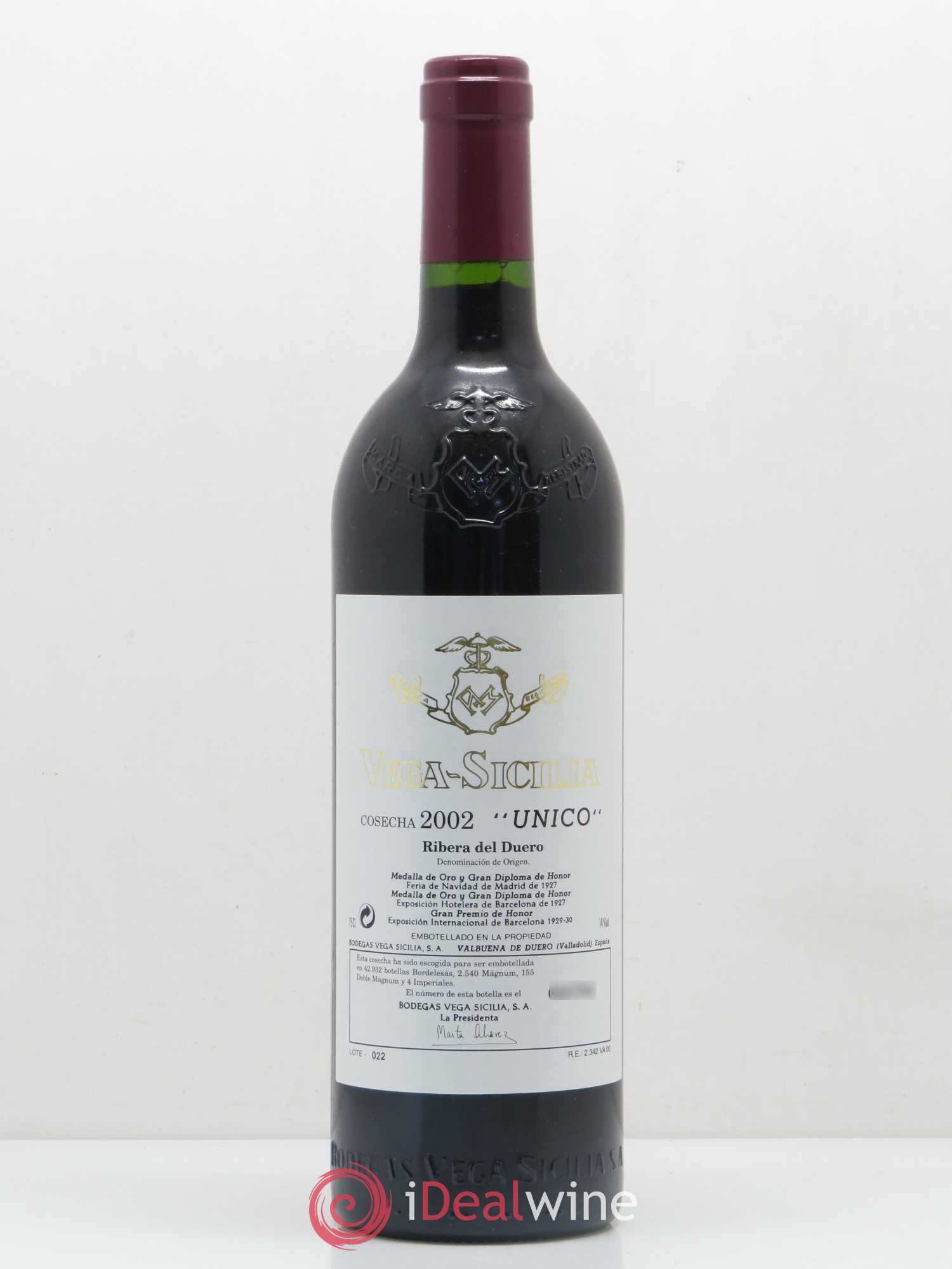 Ribera Del Duero DO Vega Sicilia Unico Famille Alvarez 2002 - Lot de 1 bouteille - 0