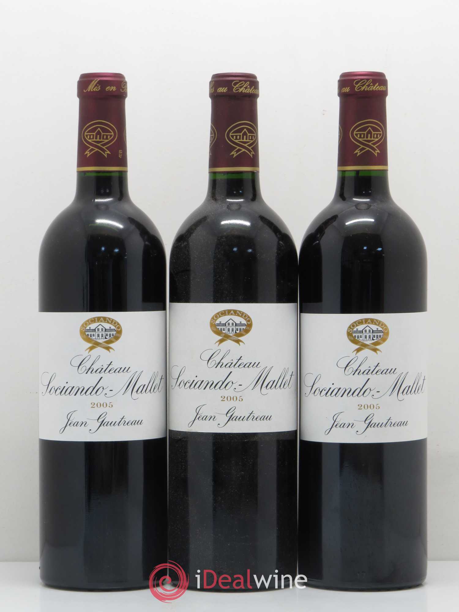 Château Sociando Mallet 2005 - Lot de 3 bouteilles - 0