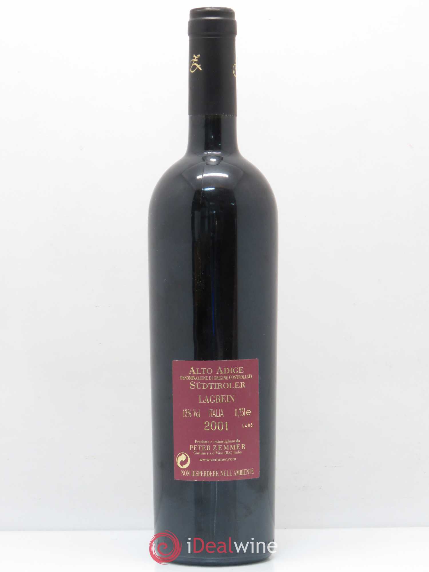 Italie Alto Adige Riserva Lagrein Peter Zemmer Sudtiroler 2001 - Posten von 1 Flasche - 1