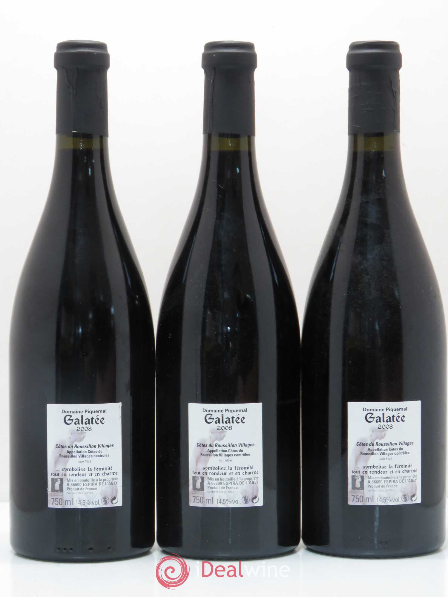 Côtes du Roussillon Galatee Domaine Piquemal 2008 - Lot de 3 bouteilles - 1