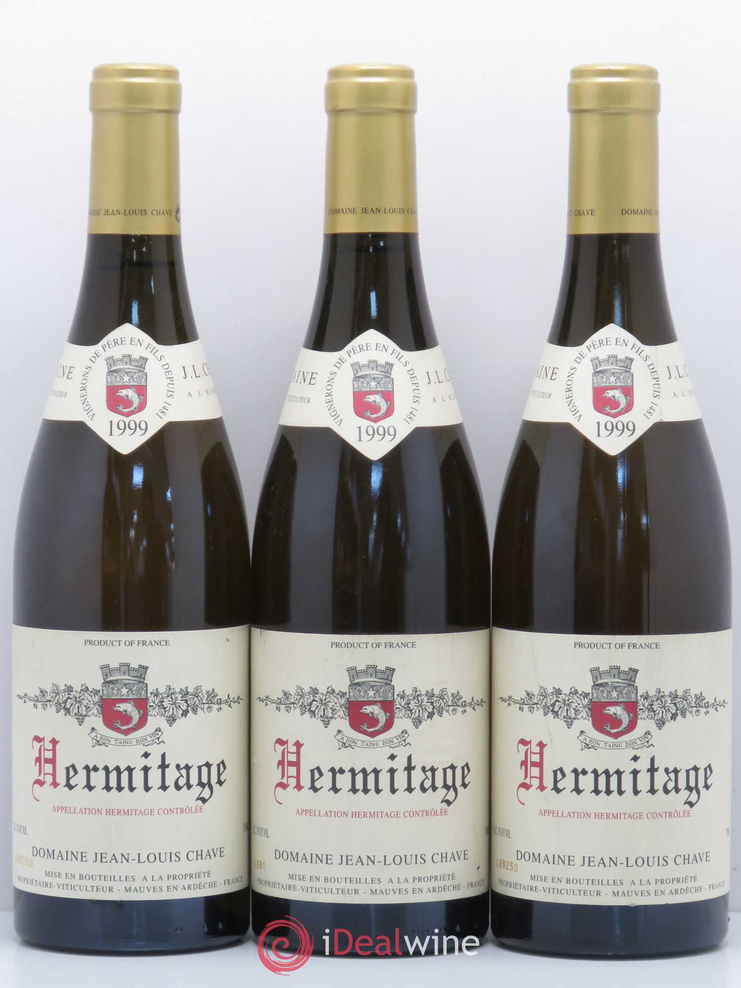 Hermitage Jean-Louis Chave 1999 - Lot de 3 bouteilles - 0