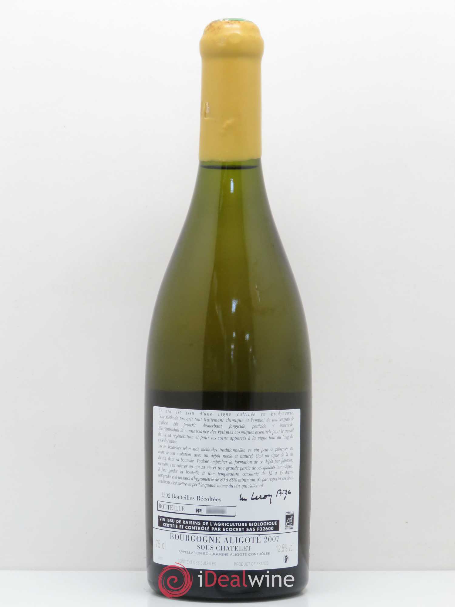 Bourgogne Aligoté Sous Chatelet d'Auvenay (Domaine) Sous Chatelet 2007 - Lot de 1 bouteille - 1