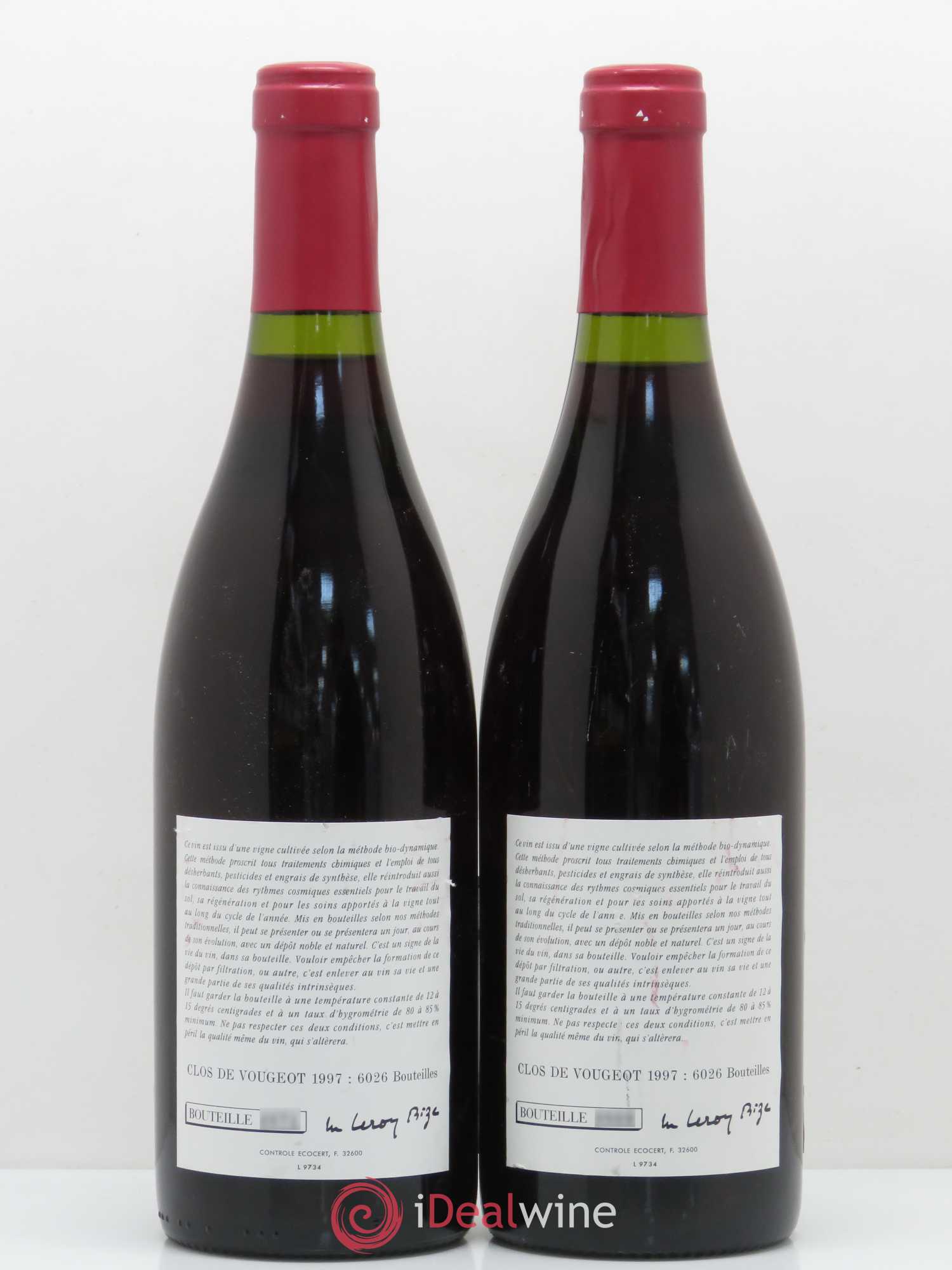 Clos de Vougeot Grand Cru Leroy (Domaine) 1997 - Lot de 2 bouteilles - 1