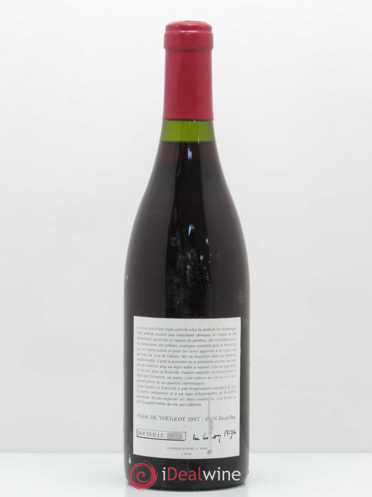 Clos de Vougeot Grand Cru Leroy (Domaine) 1997 - Lot de 1 bouteille - 1