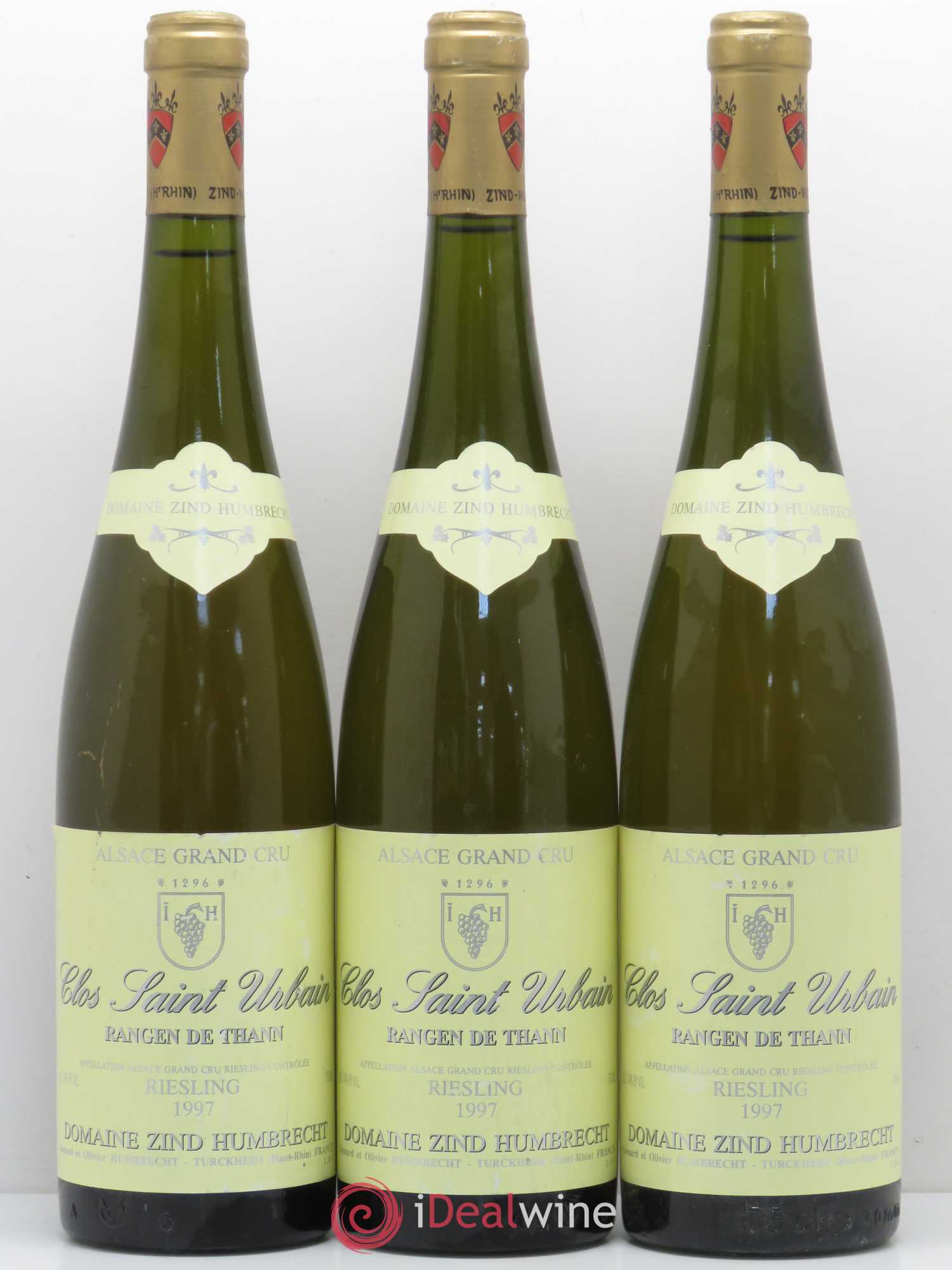 Alsace Riesling Grand Cru Rangen de Thann Clos Saint Urbain Zind-Humbrecht (Domaine) 1997 - Lot de 3 bouteilles - 0