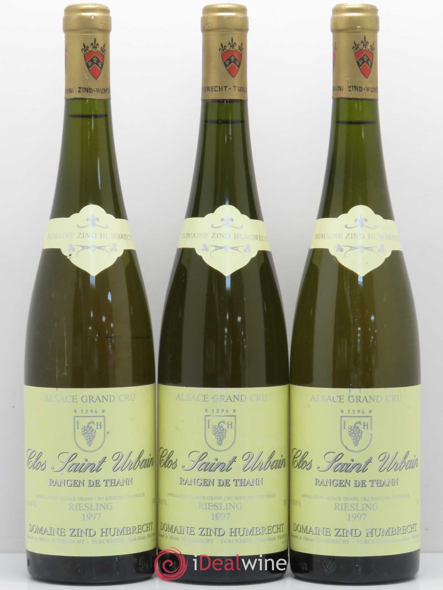 Alsace Riesling Grand Cru Rangen de Thann Clos Saint Urbain Zind-Humbrecht (Domaine) 1997 - Lot de 3 bouteilles - 0