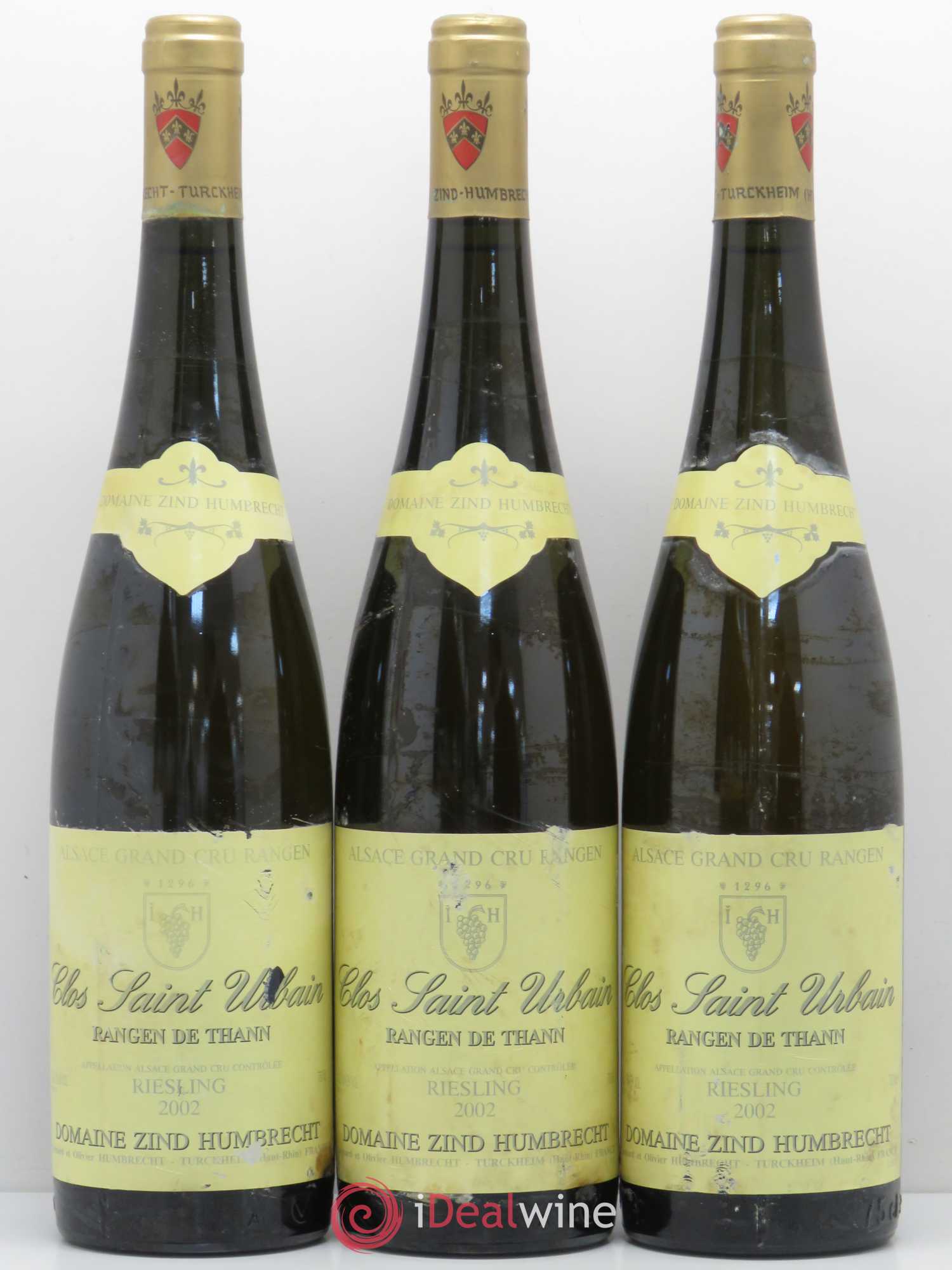 Alsace Riesling Grand Cru Rangen de Thann Clos Saint Urbain Zind-Humbrecht (Domaine) 2002 - Lot de 3 bouteilles - 0