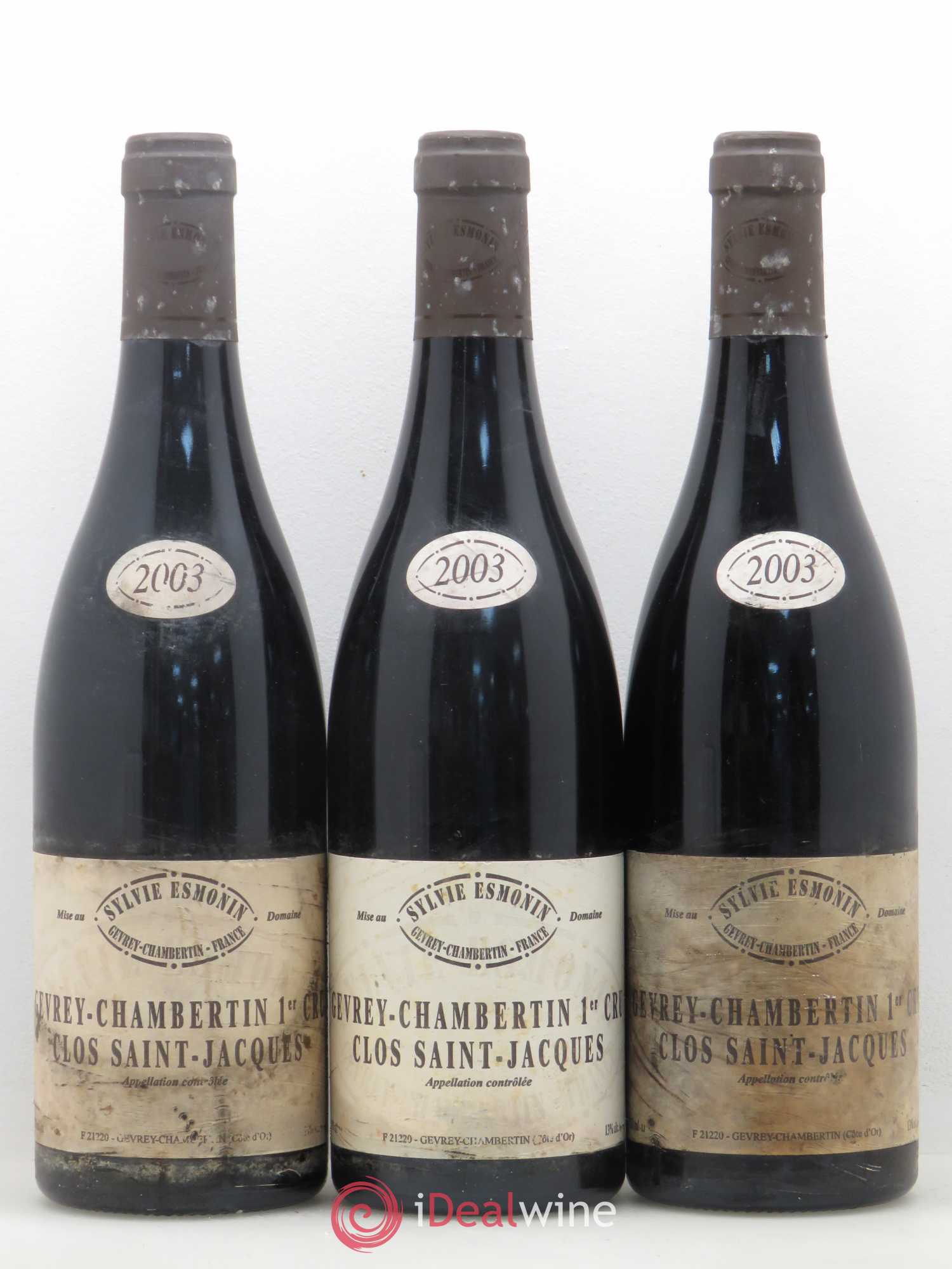 Gevrey-Chambertin 1er Cru Clos Saint Jacques Sylvie Esmonin 2003 - Lot de 3 bouteilles - 0