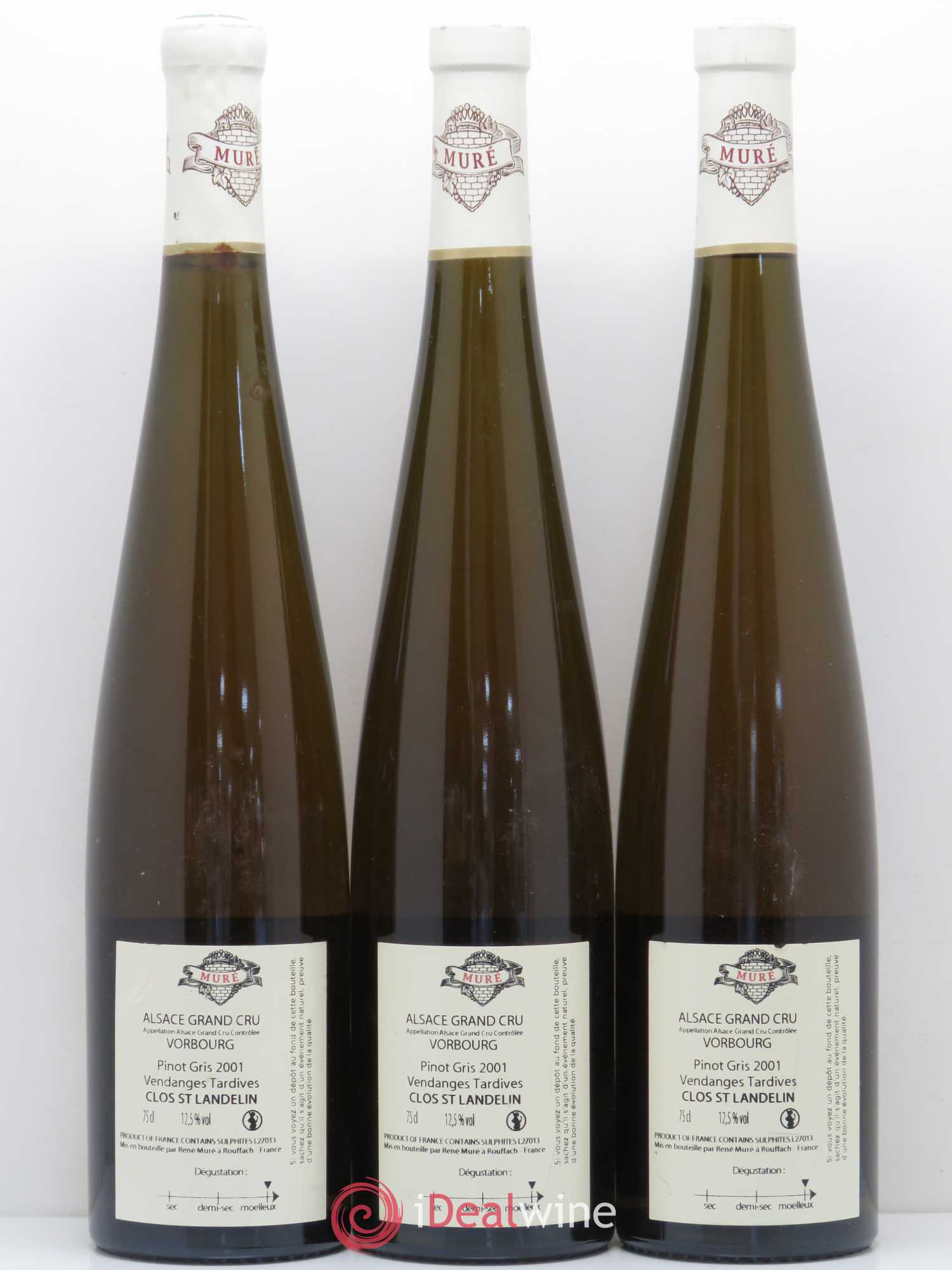 Pinot Gris (Tokay) Vendanges Tardives Clos Saint Landelin Rene Mure 2001 - Lotto di 3 bottiglie - 1