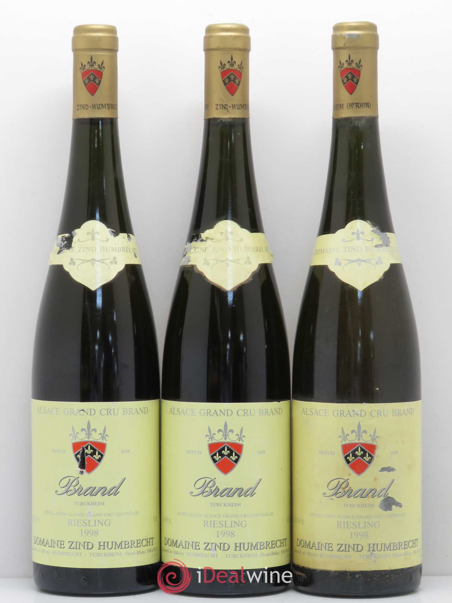 Alsace Riesling Grand Cru Brand Zind-Humbrecht (Domaine) 1998 - Lot de 3 bouteilles - 0
