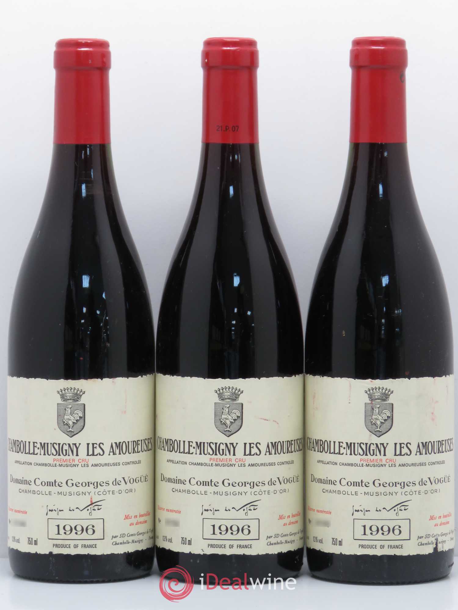 Chambolle-Musigny 1er Cru Les Amoureuses Comte Georges de Vogüé 1996 - Lot de 3 bouteilles - 0