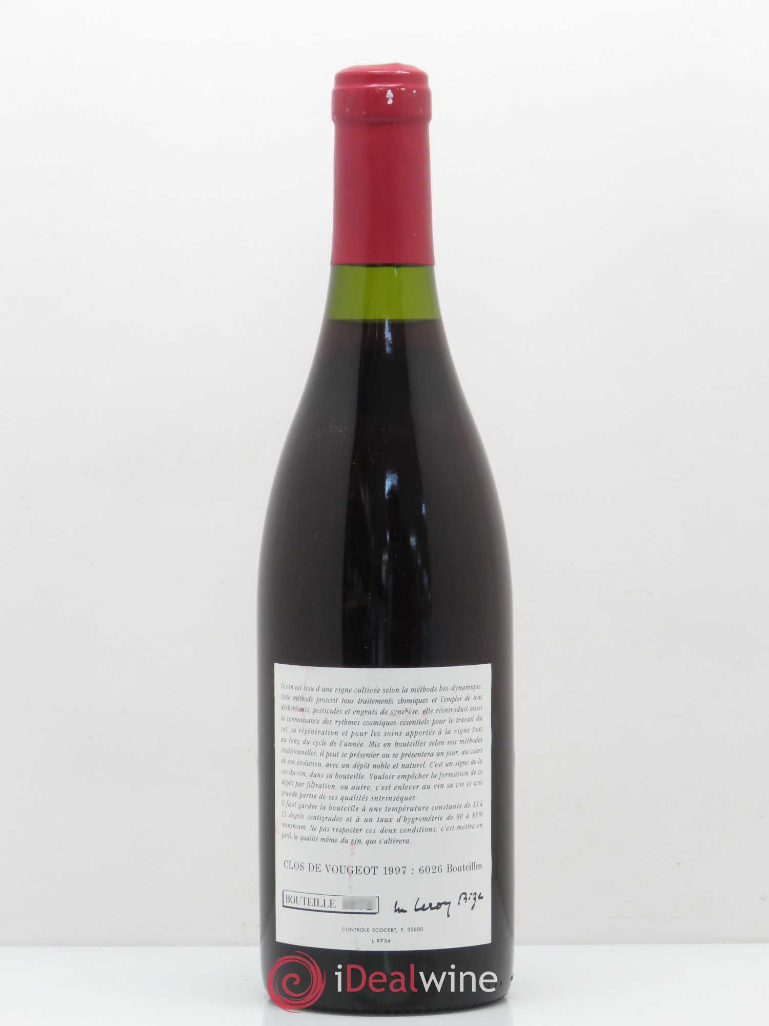 Clos de Vougeot Grand Cru Leroy (Domaine) 1997 - Lot de 1 bouteille - 1
