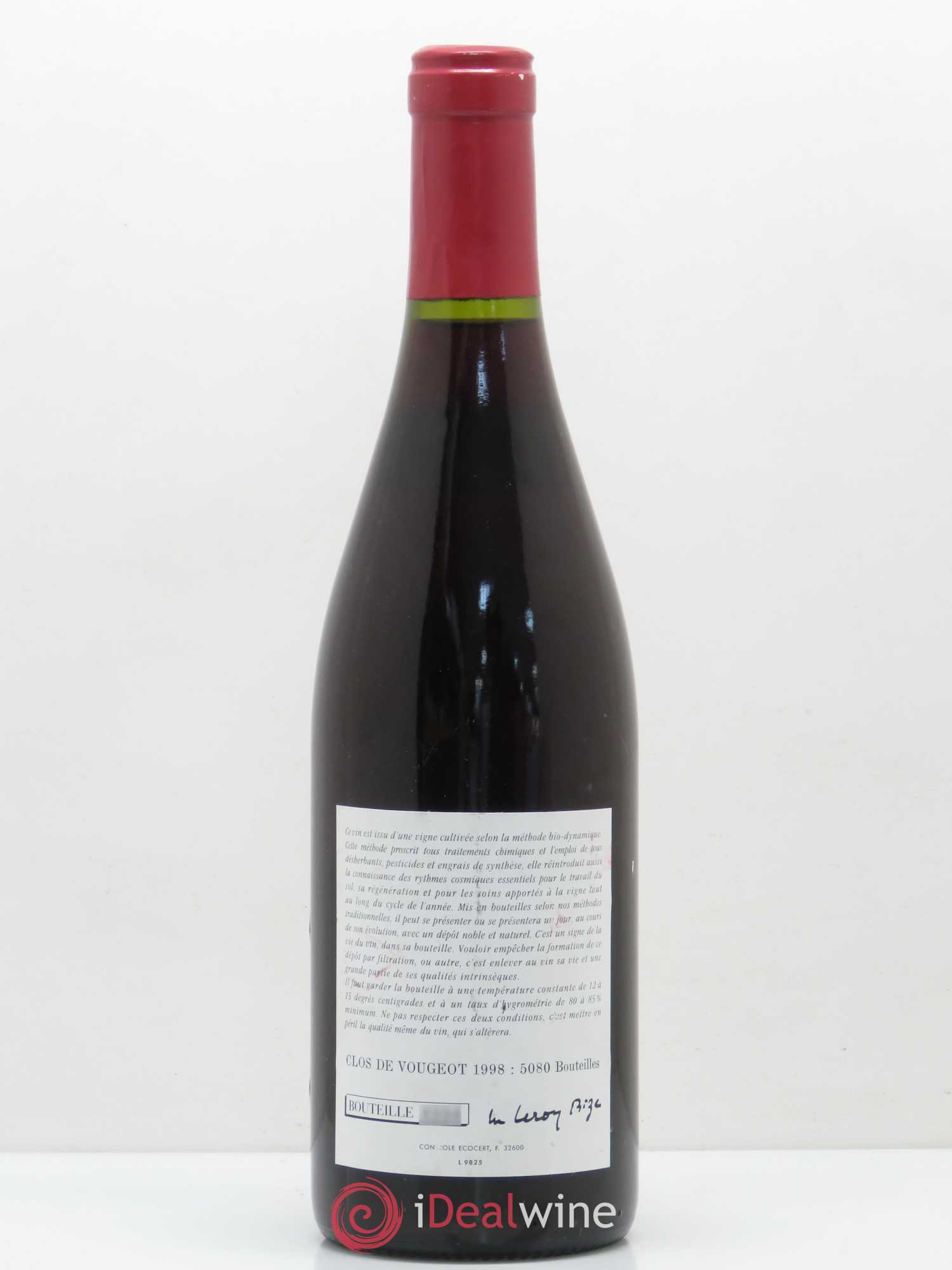 Clos de Vougeot Grand Cru Leroy (Domaine) 1998 - Lot de 1 bouteille - 1