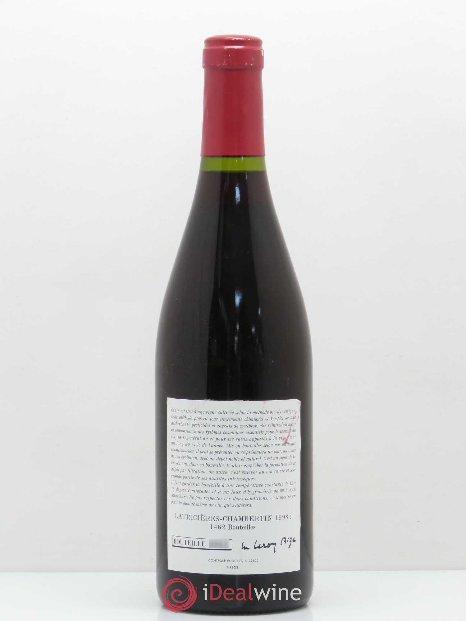 Latricières-Chambertin Grand Cru Leroy (Domaine) 1998 - Lot de 1 bouteille - 1