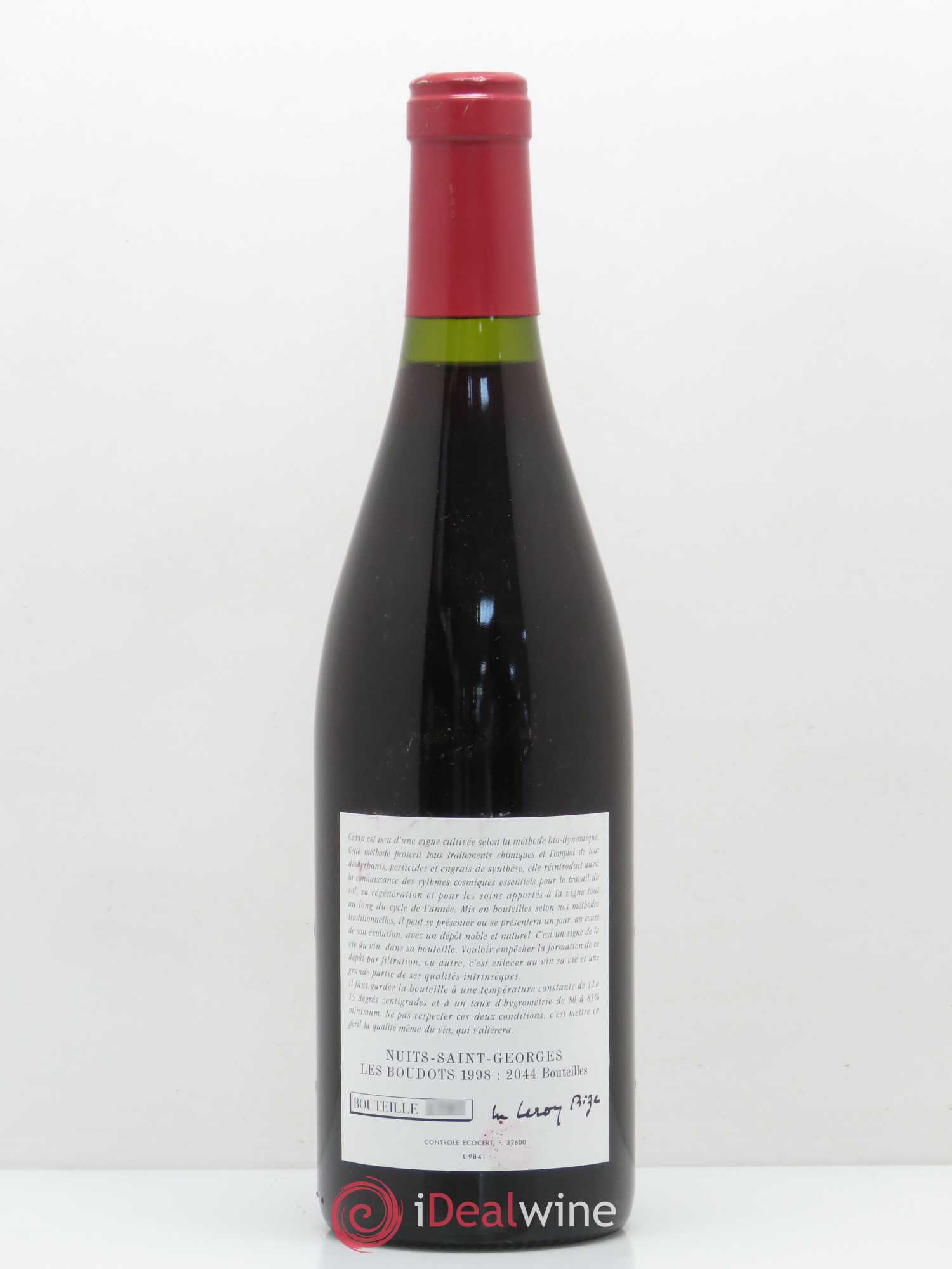 Nuits-Saint-Georges Leroy (Domaine) Aux Boudots 1998 - Lot de 1 bouteille - 1