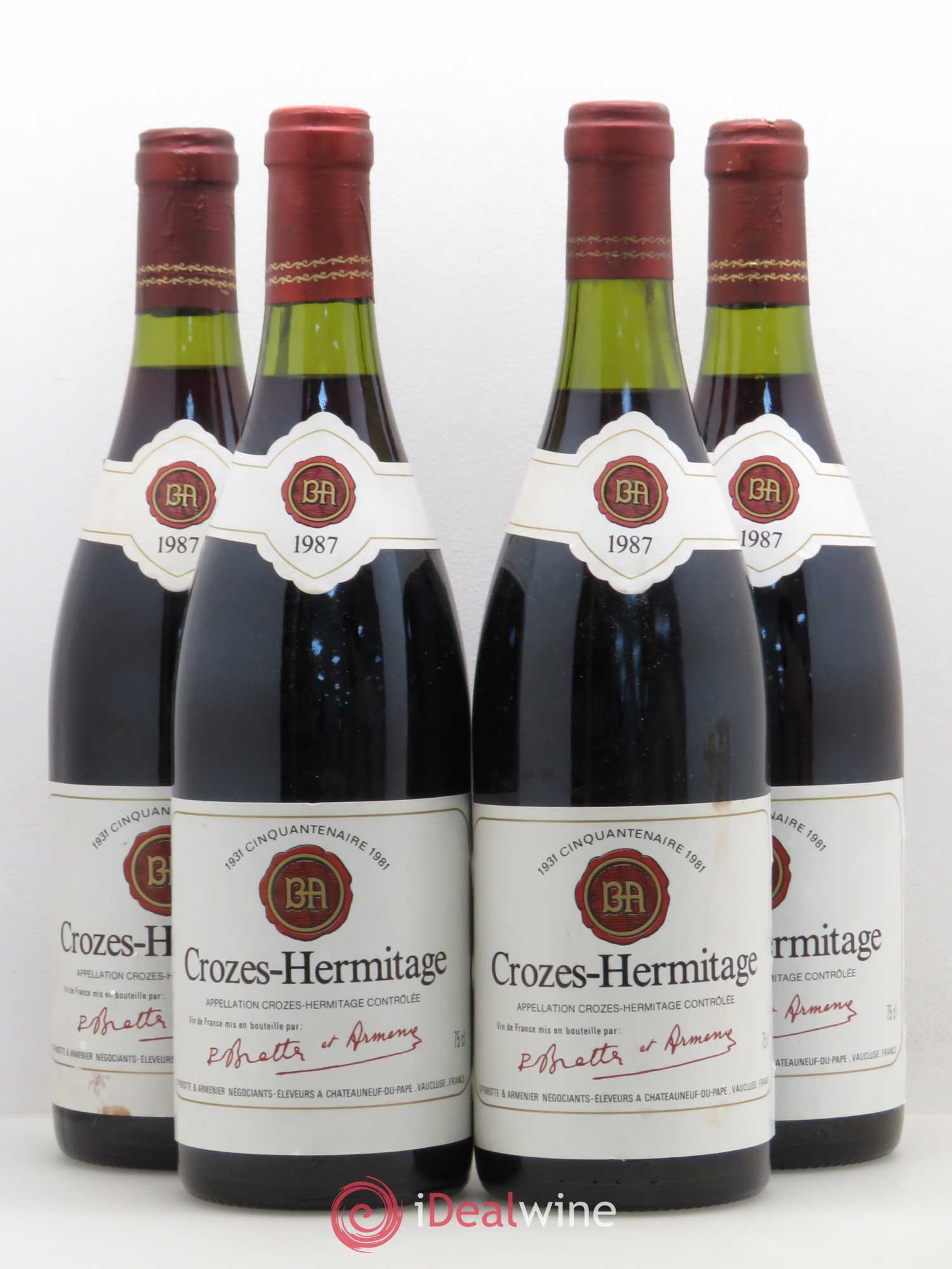 Crozes-Hermitage Brotte et Armenier 1987 - Posten von 4 Flaschen - 0