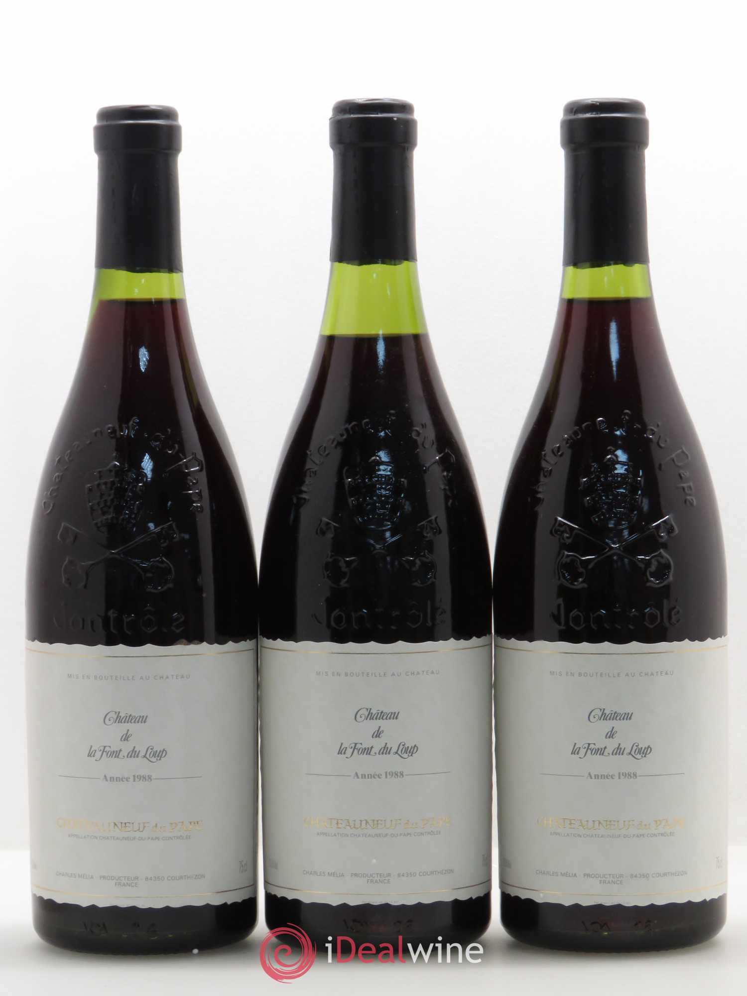 Châteauneuf-du-Pape Château de La Font du Loup 1988 - Posten von 3 Flaschen - 0
