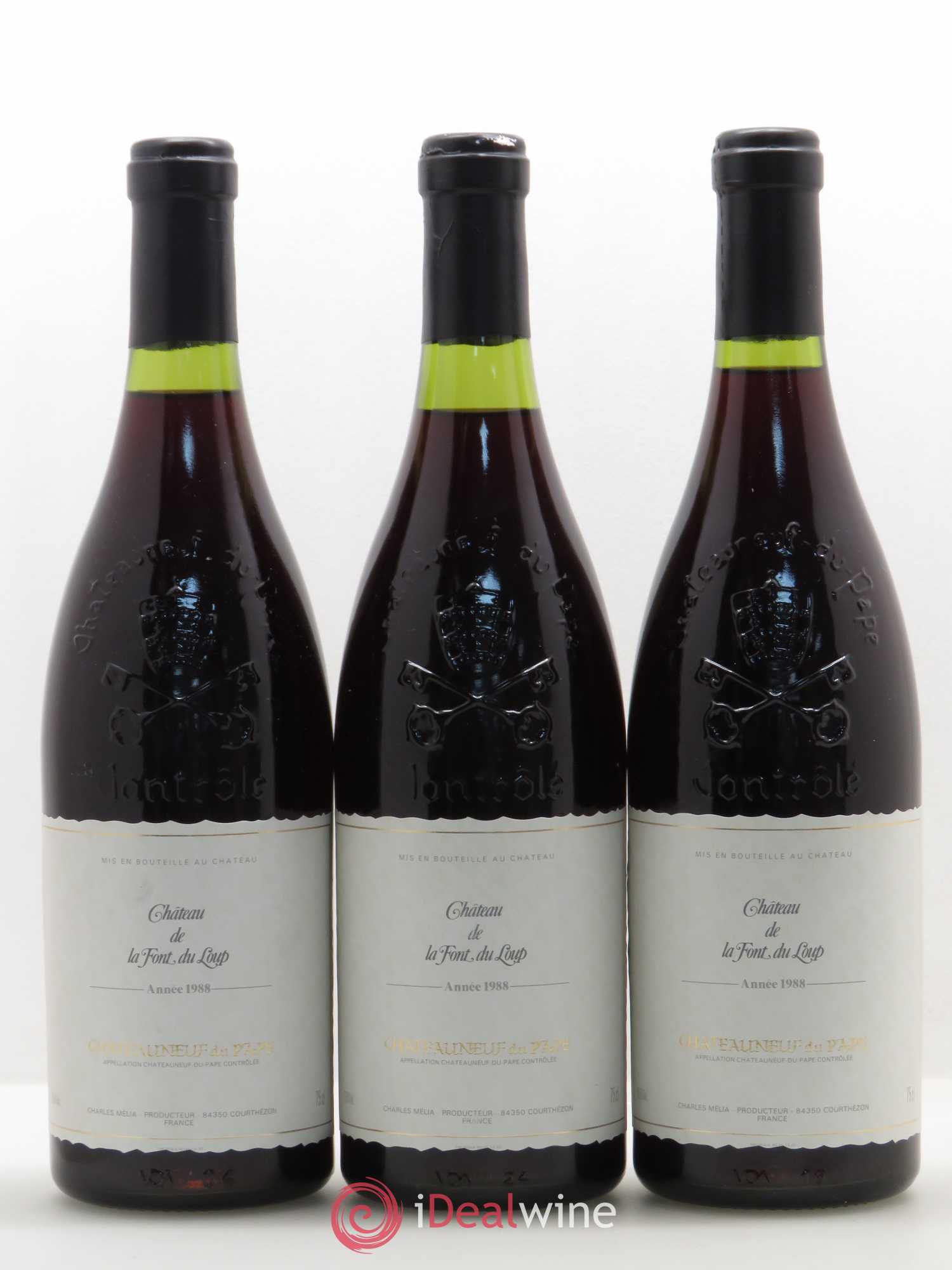 Châteauneuf-du-Pape Château de La Font du Loup 1988 - Posten von 3 Flaschen - 0