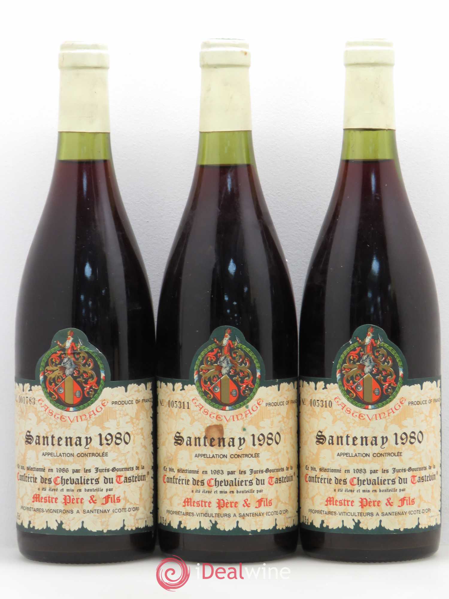 Santenay Confrèrie des Chevaliers du Tastevin Mestre Père et Fils 1980 - Lot of 5 bottles - 1