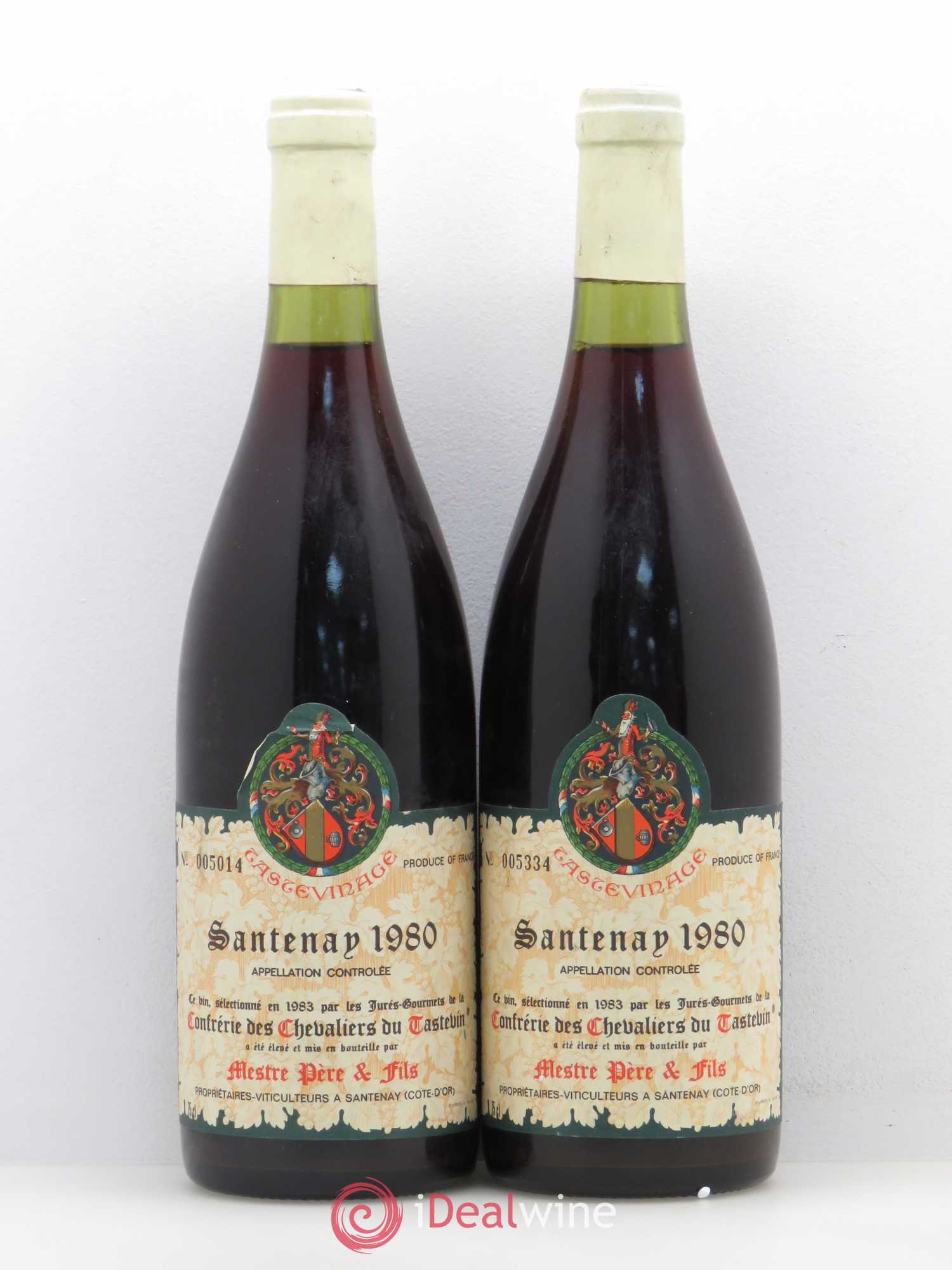 Santenay Confrèrie des Chevaliers du Tastevin Mestre Père et Fils 1980 - Lot of 5 bottles - 2