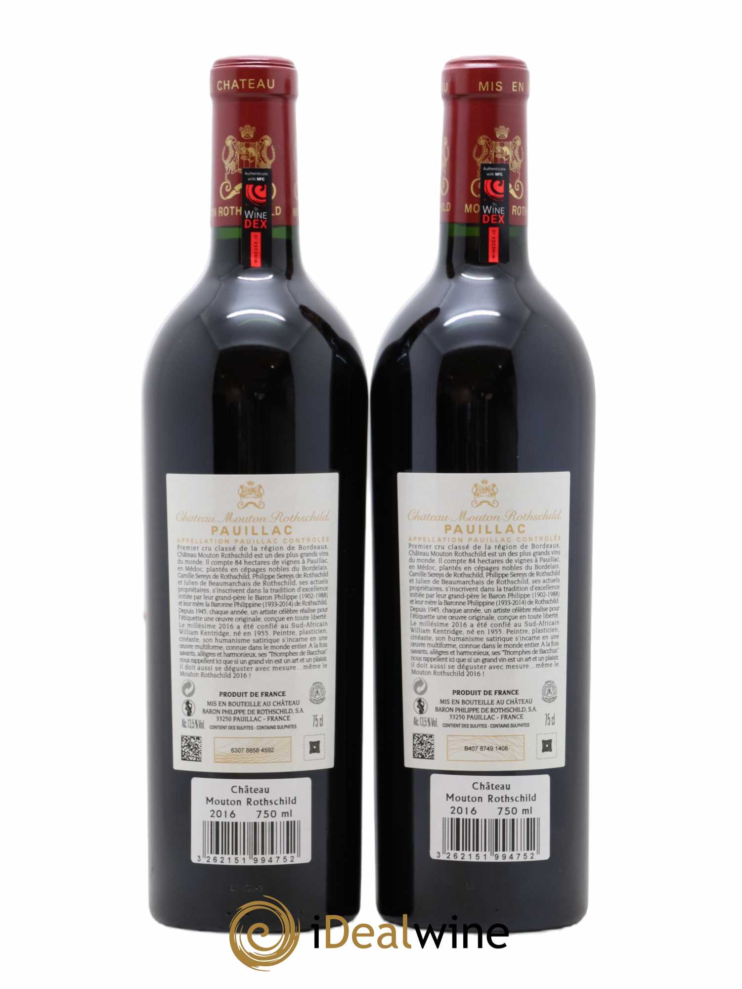 Château Mouton Rothschild 1er Grand Cru Classé 2016 - Lot de 2 bouteilles - 1