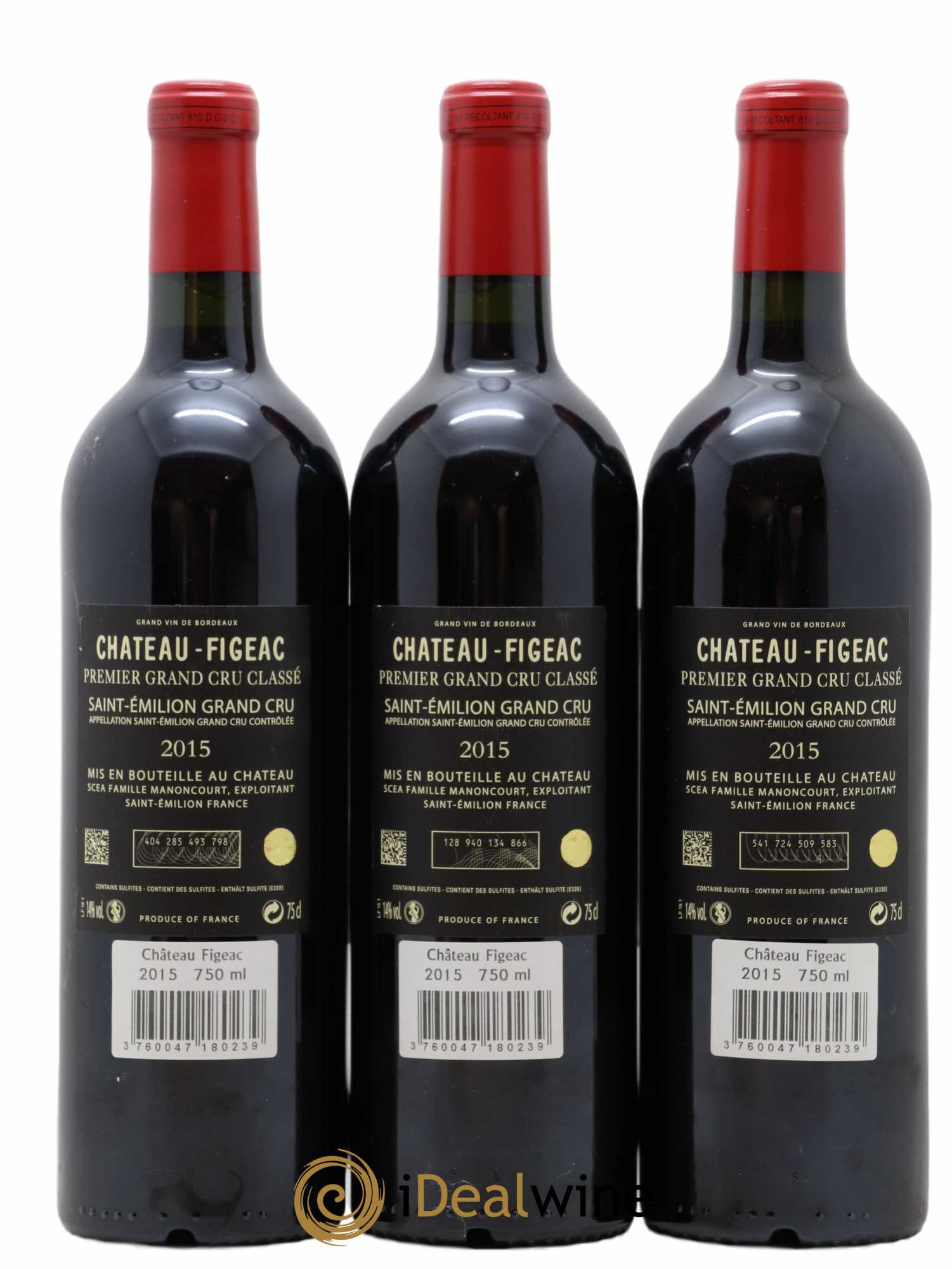 Château Figeac 1er Grand Cru Classé A 2015 - Lot de 3 bouteilles - 1