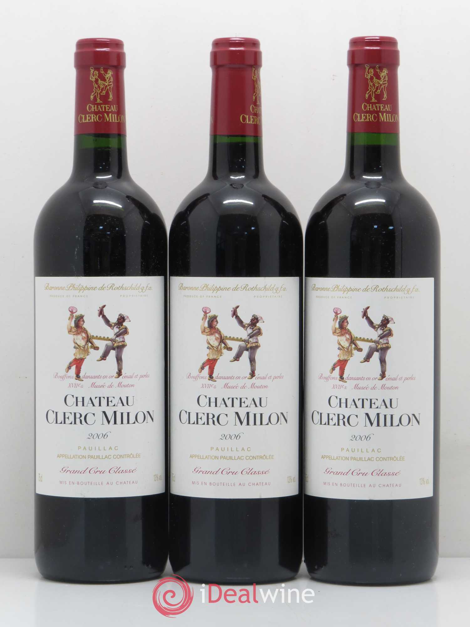 Château Clerc Milon 5ème Grand Cru Classé 2006 - Lot de 3 bouteilles - 0