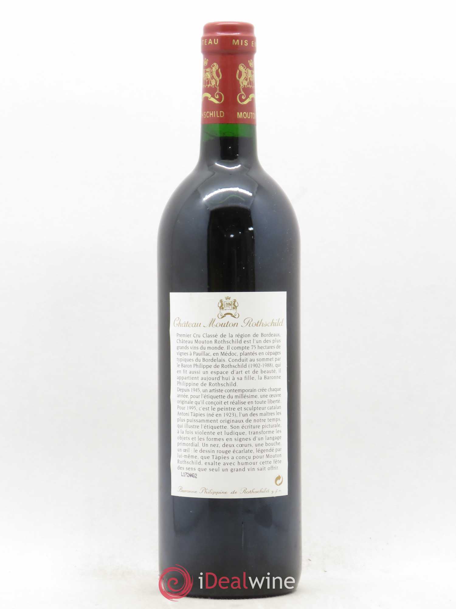 Château Mouton Rothschild 1er Grand Cru Classé 1995 - Lot de 1 bouteille - 1