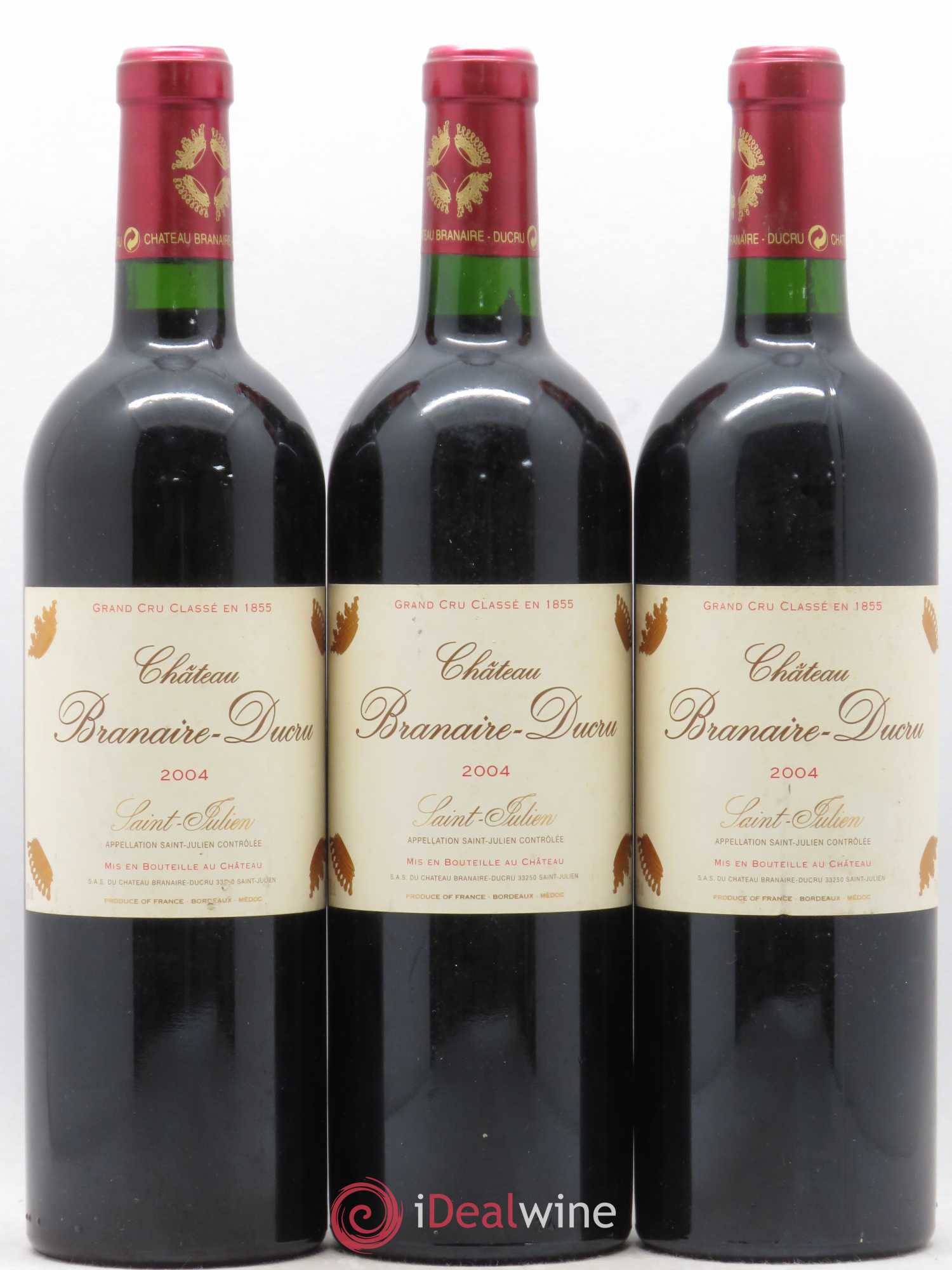 Château Branaire Ducru 4ème Grand Cru Classé 2004 - Lot de 3 bouteilles - 0