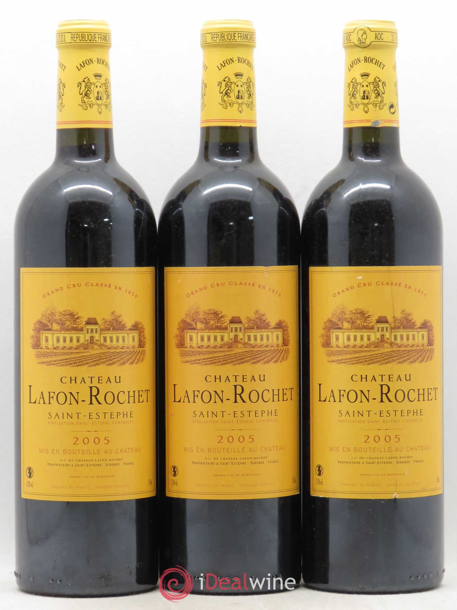 Château Lafon Rochet 4ème Grand Cru Classé 2005 - Lot de 3 bouteilles - 0