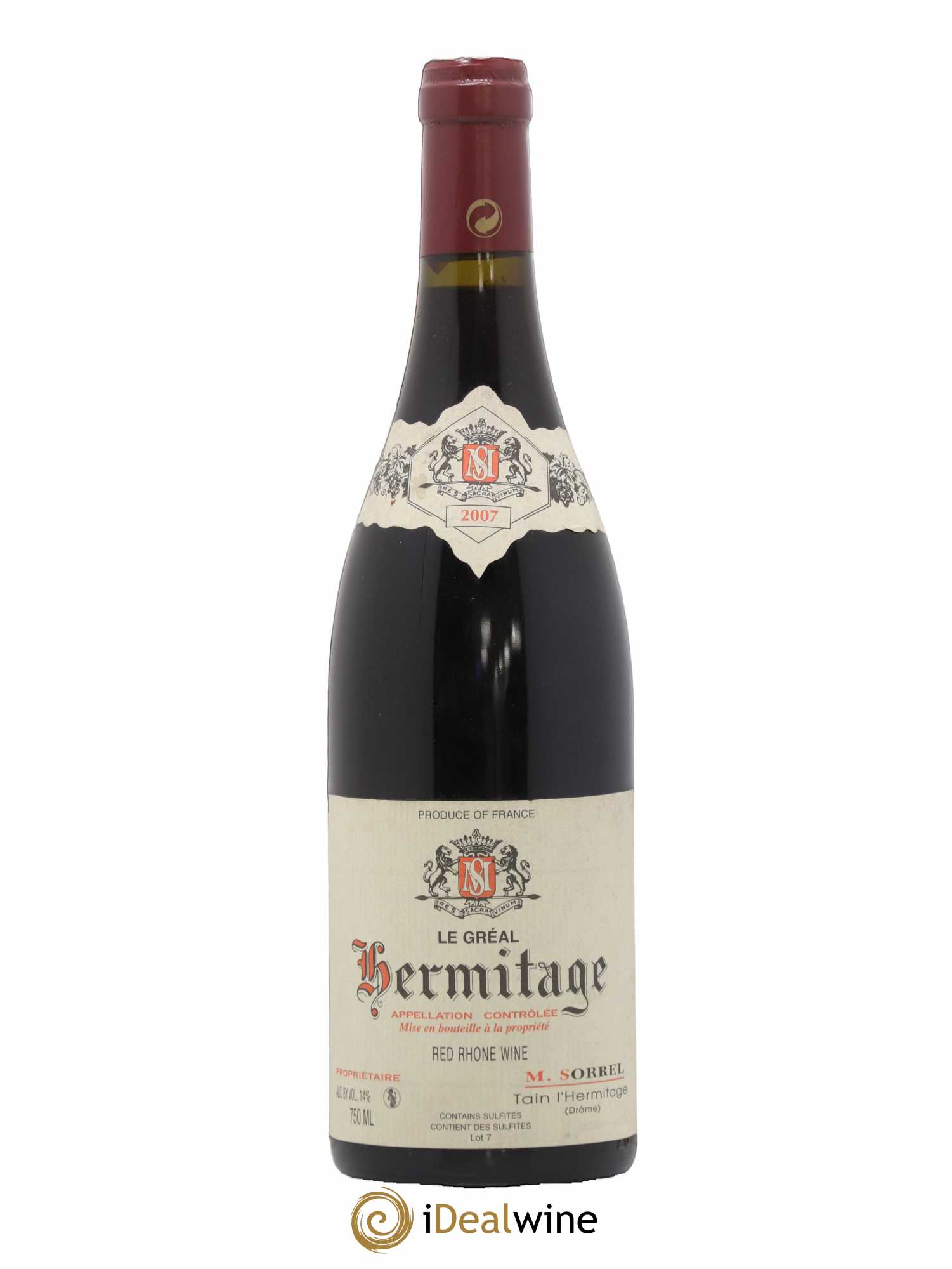 Hermitage Le Gréal Marc Sorrel 2007 - Lot de 1 bouteille - 0