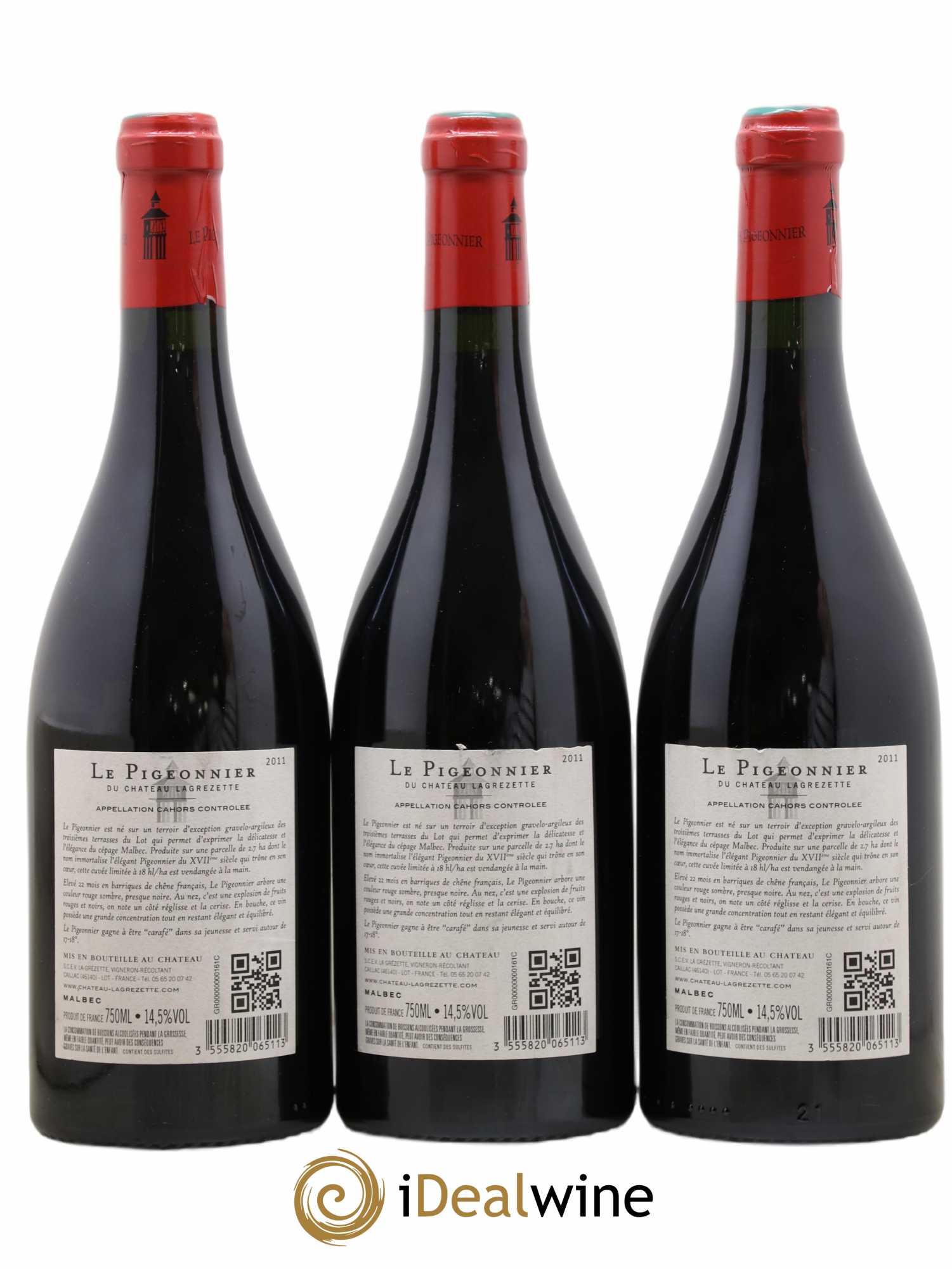 Cahors Château Lagrezette Le Pigeonnier Alain Dominique Perrin 2011 - Lotto di 3 bottiglie - 1
