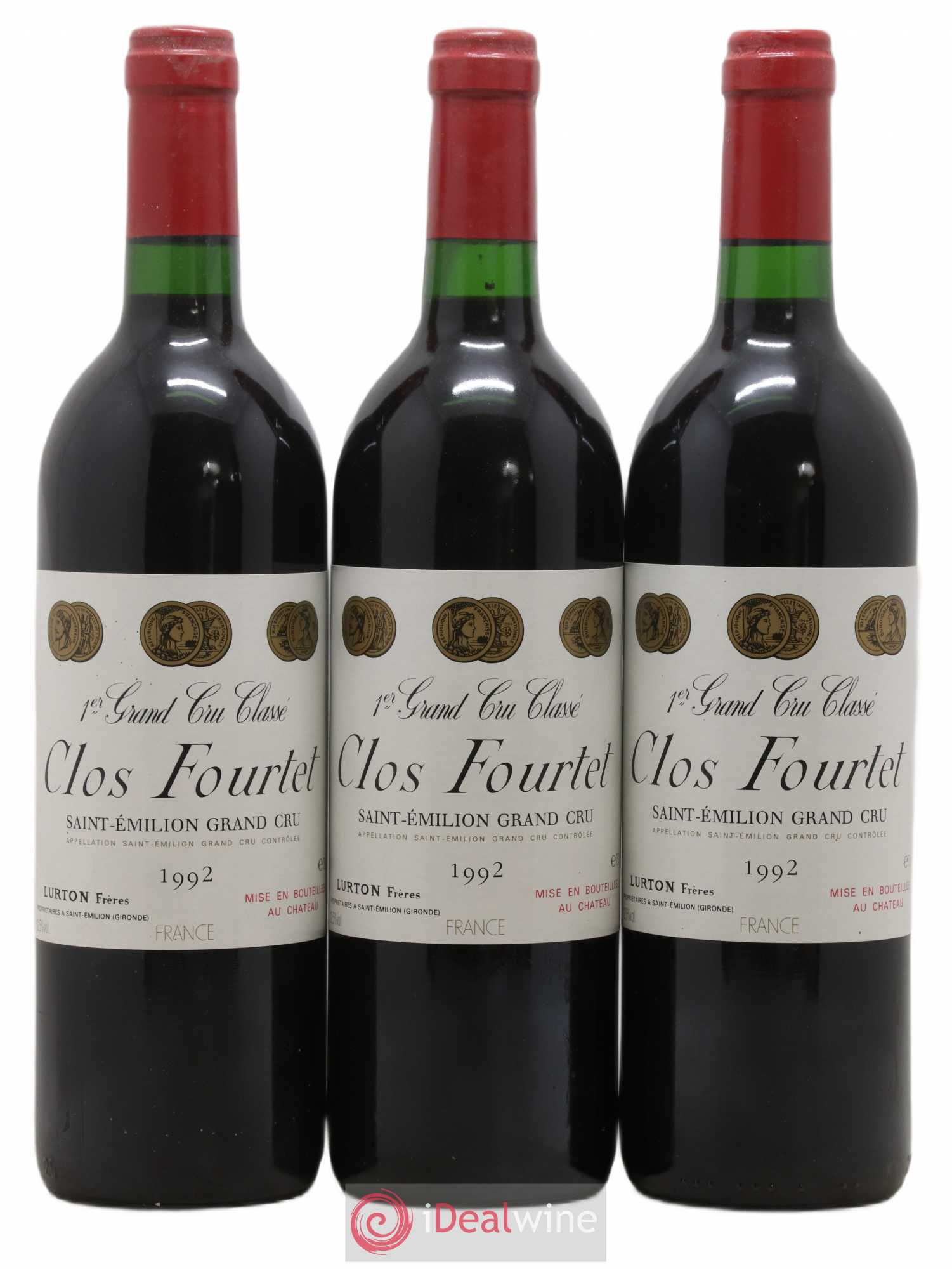 Clos Fourtet 1er Grand Cru Classé B 1992 - Lot de 3 bouteilles - 0