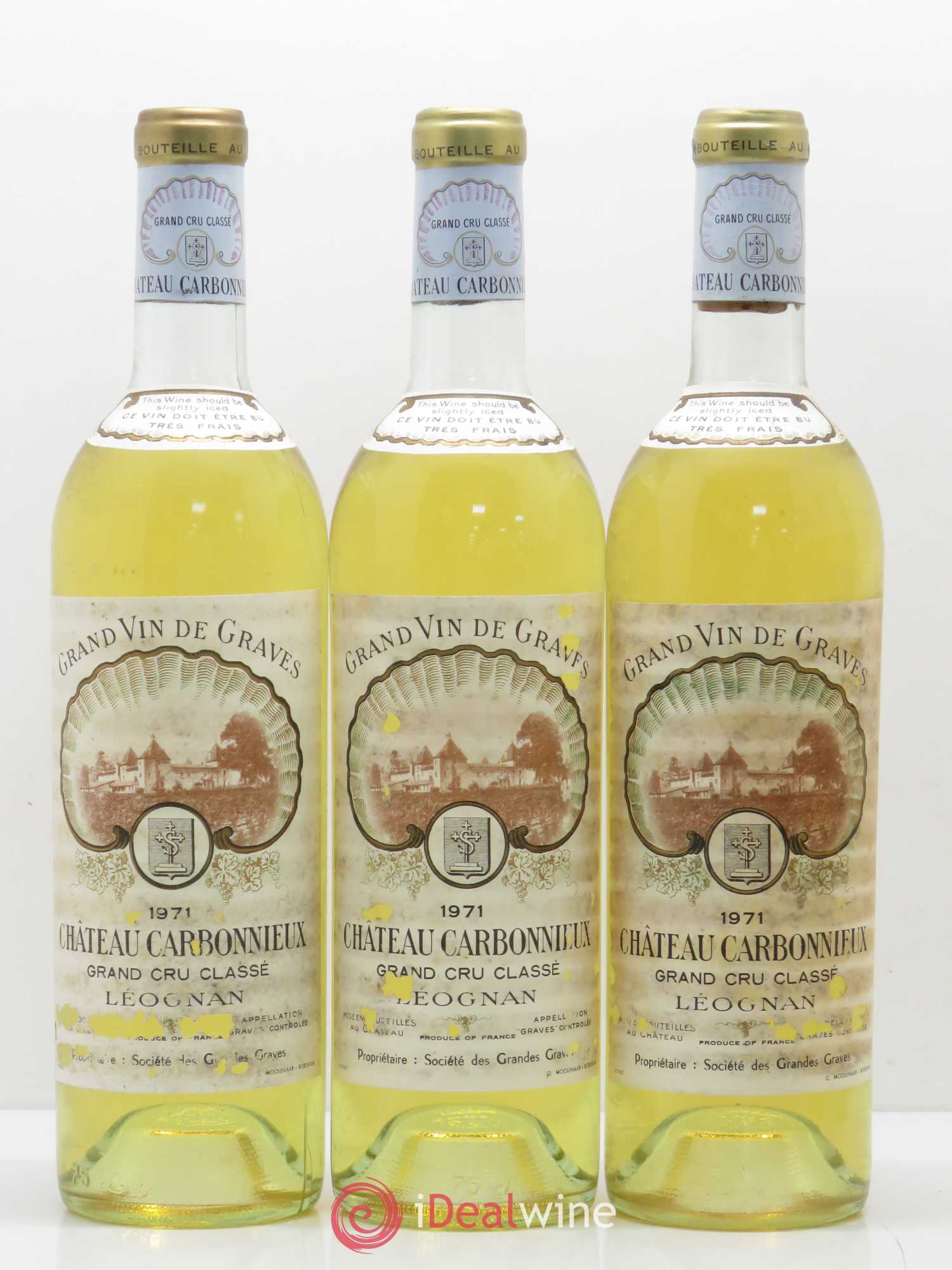 Château Carbonnieux Cru Classé de Graves 1971 - Lot de 6 bouteilles - 1